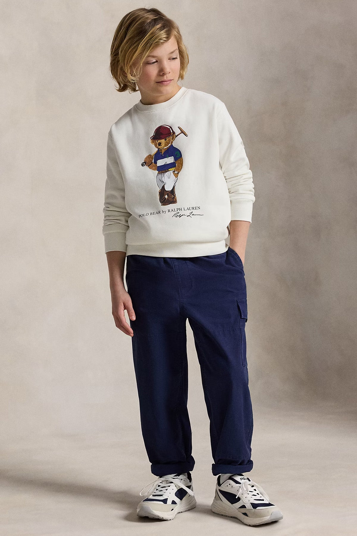 Polo Ralph Lauren Kids S-XL Beden Unisex Polo Bear Şardonlu Sweatshirt