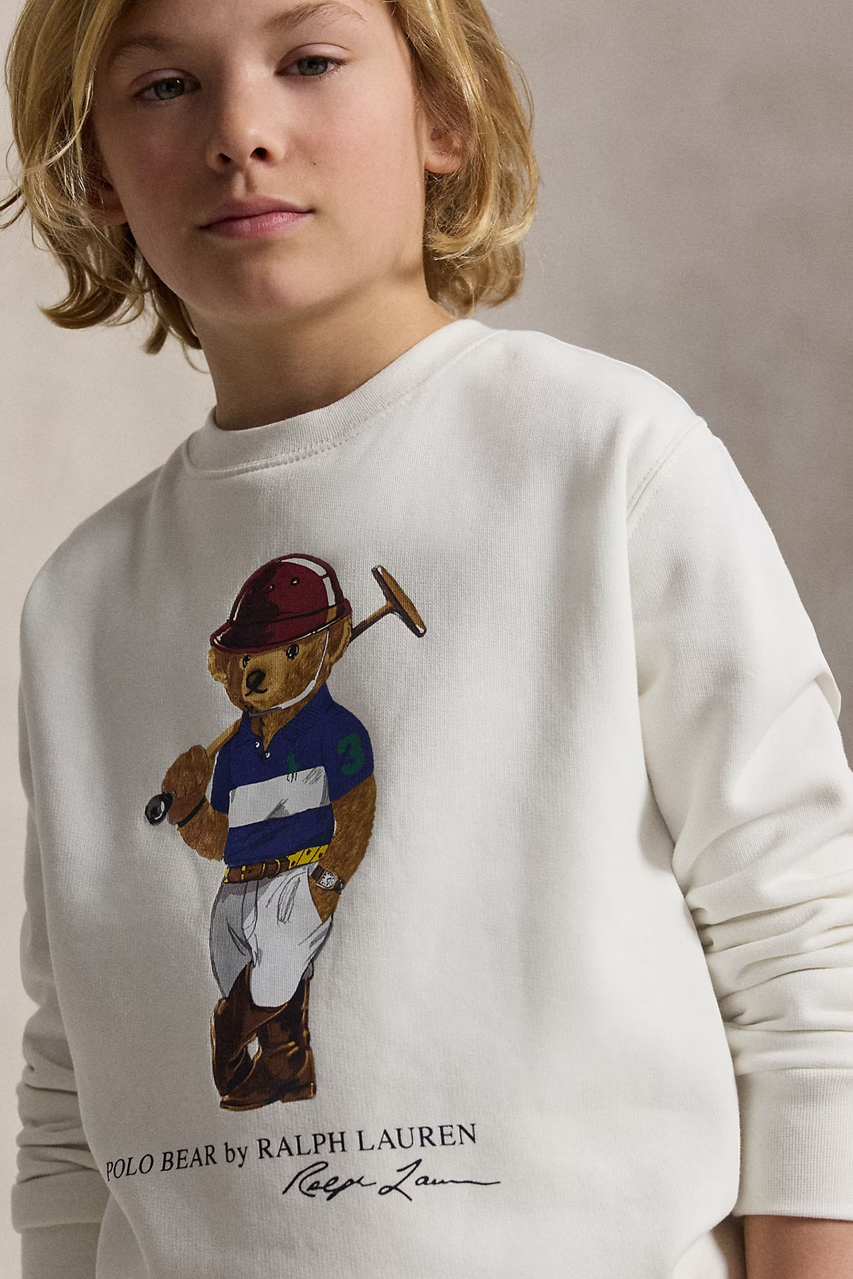 Polo Ralph Lauren Kids S-XL Beden Unisex Polo Bear Şardonlu Sweatshirt