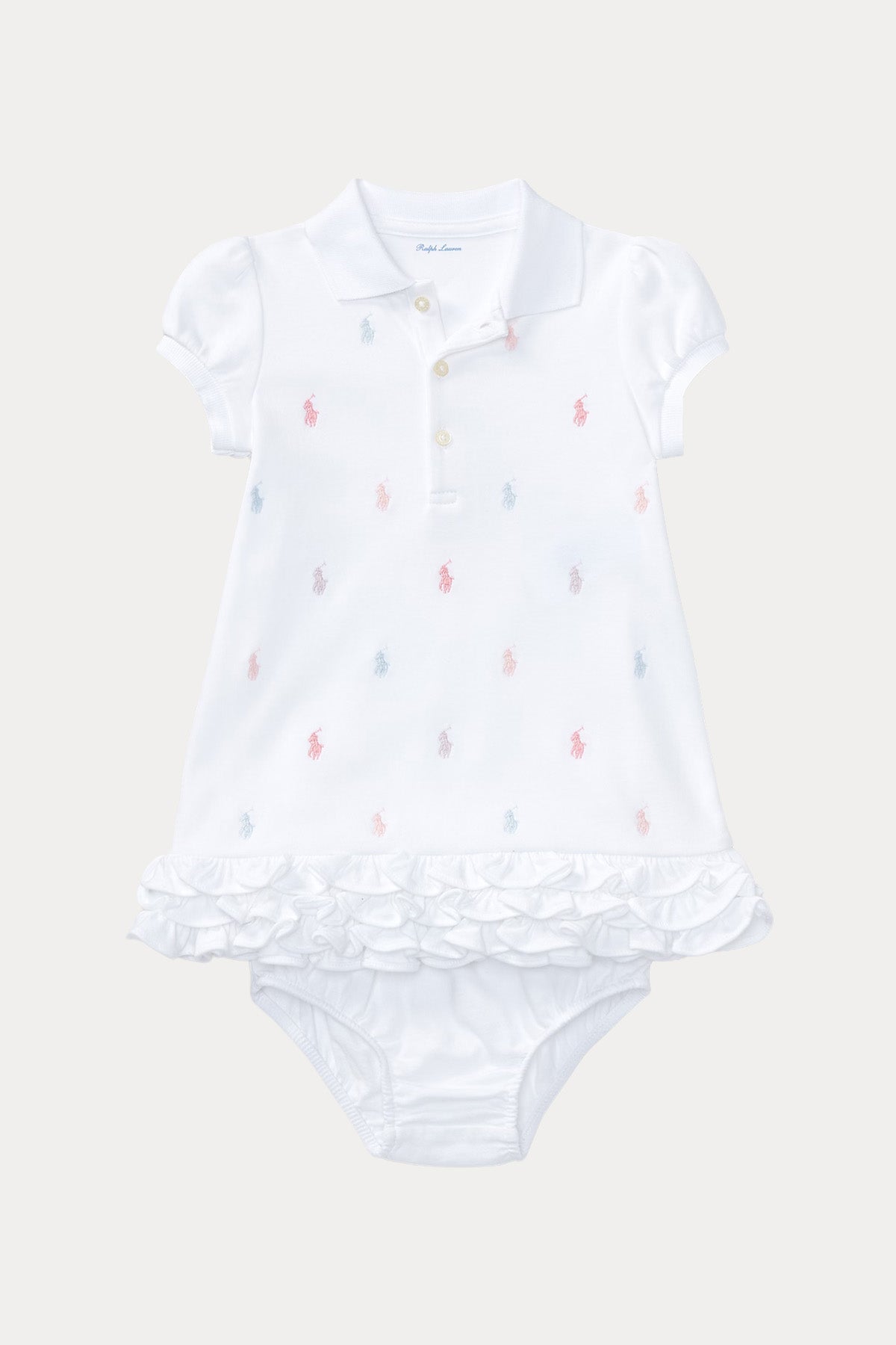 Polo Ralph Lauren Kids 12-24 Aylık Kız Bebek Polo Yaka Pony Logolu Şortlu Elbise