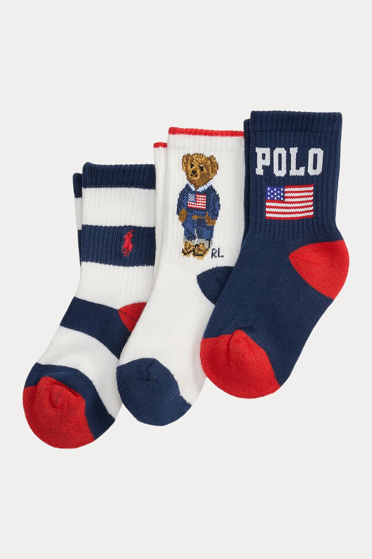 Polo Ralph Lauren Kids 2-4 Yaş Unisex Çocuk 3'lü Paket Polo Bear Çorap