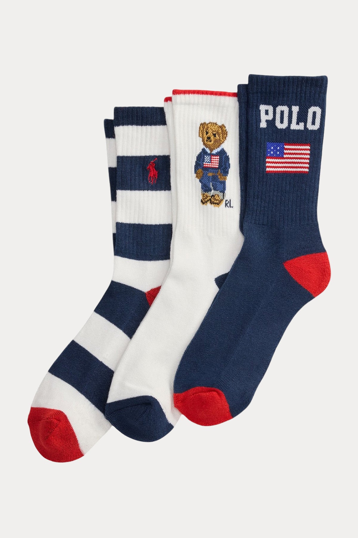 Polo Ralph Lauren Kids 8-9.5 Yaş Unisex Çocuk 3'lü Paket Polo Bear Çorap