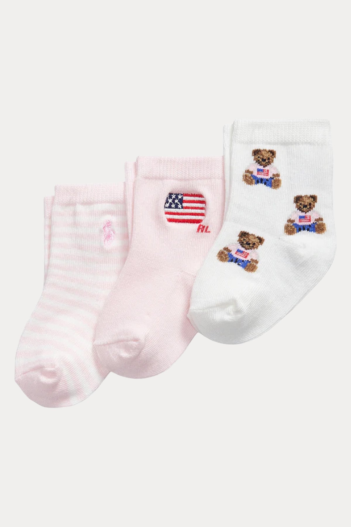 Polo Ralph Lauren Kids 6-12 Aylık Kız Bebek 3'lü Paket Polo Bear Çorap