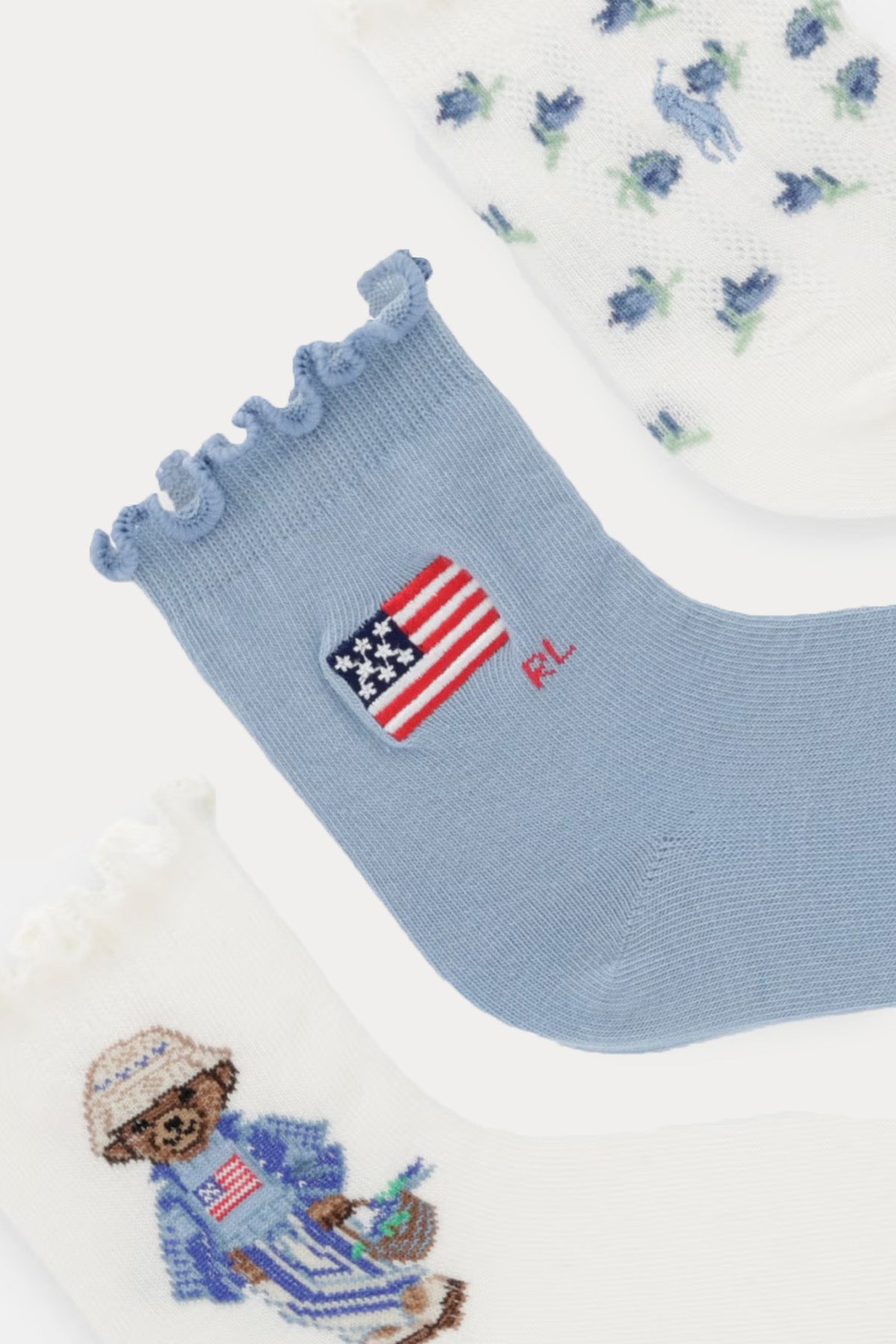 Polo Ralph Lauren Kids 2-4 Yaş Kız Çocuk 3'lü Paket Polo Bear Çorap