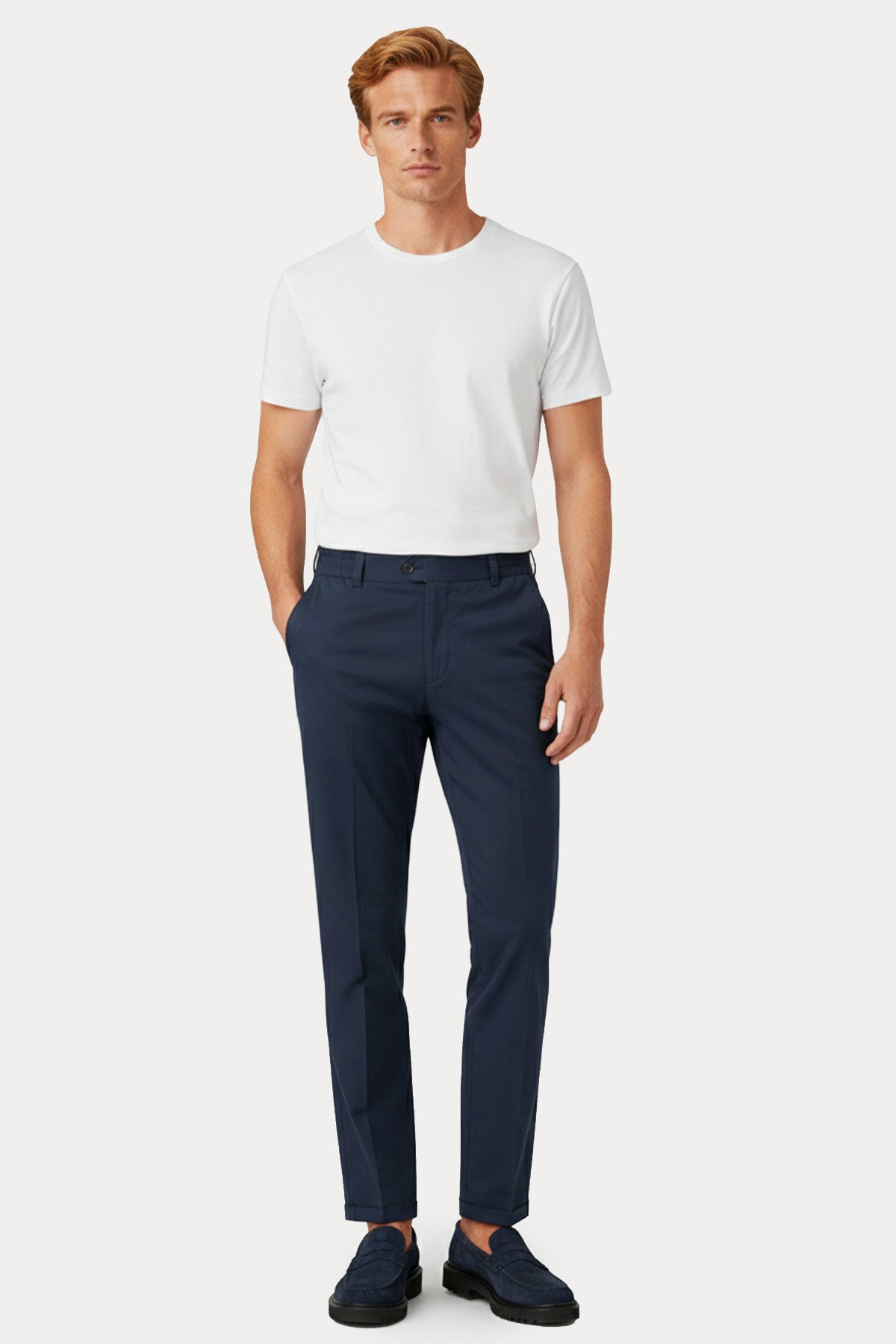 Pantaloni Torino Slim Fit Beli Lastikli Yandan Cepli Pantolon