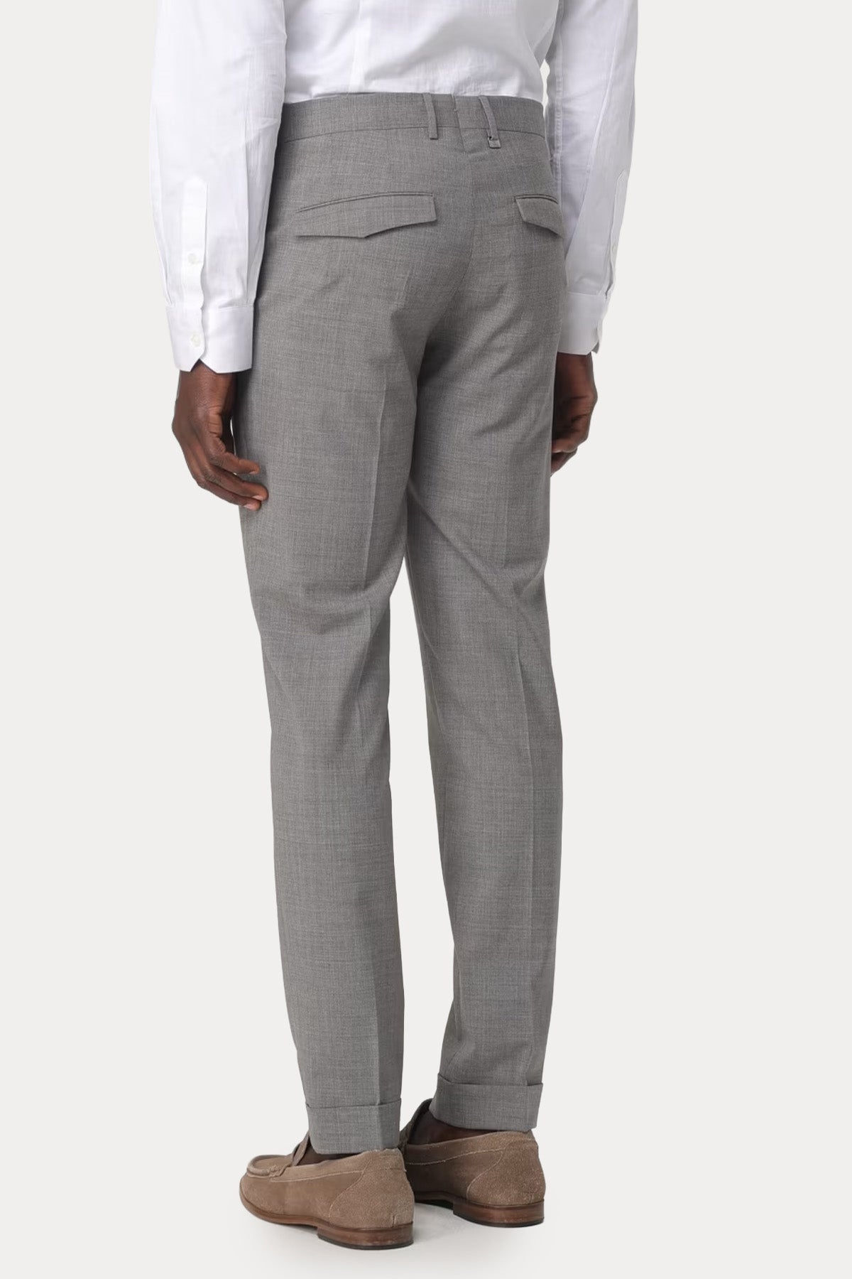 Pantaloni Torino Slim Fit Duble Paça Yandan Cepli Streç Yün Pantolon