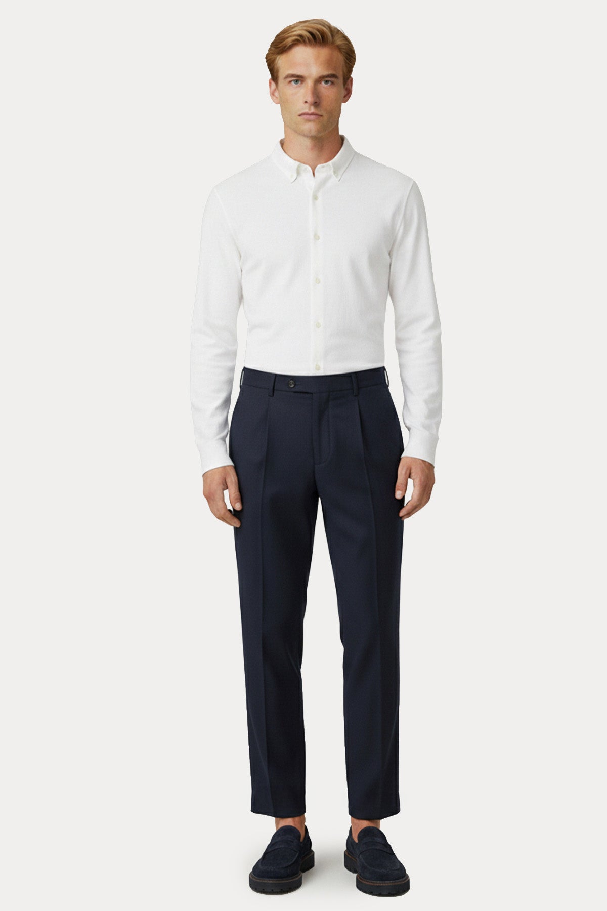 Pantaloni Torino Slim Fit Tek Pile Streç Yün Pantolon