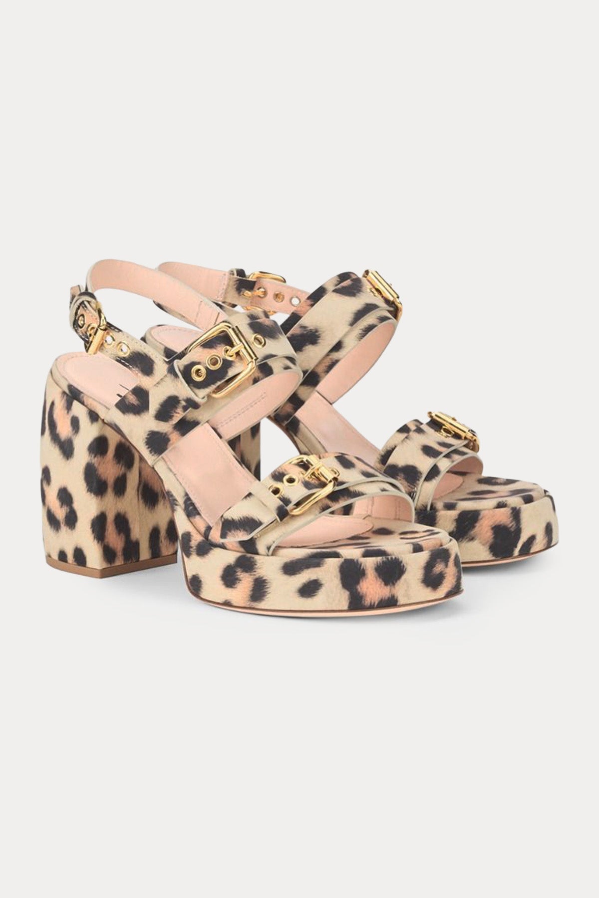 Agl Clio High Multi Buck Leopar Desenli Topuklu Süet Sandalet-Sandalet-Libas