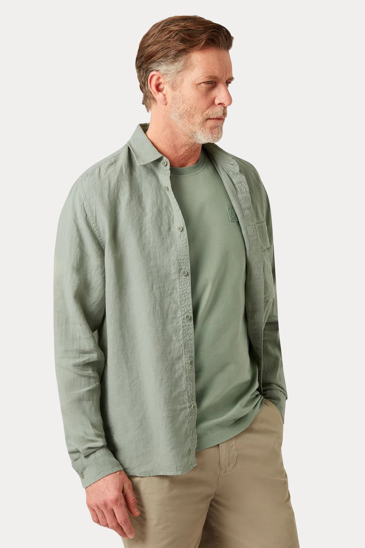 Belstaff Regular Fit Cep Detaylı Keten Gömlek-Gömlek-Libas