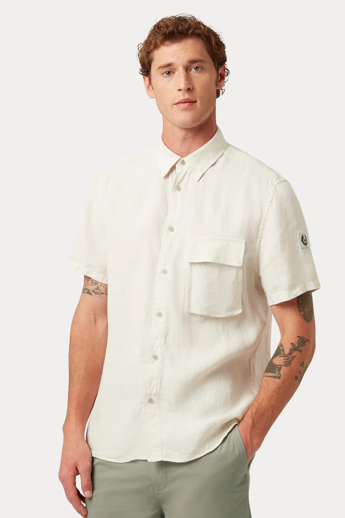 Belstaff Regular Fit Cep Detaylı Keten Gömlek-Gömlek-Libas