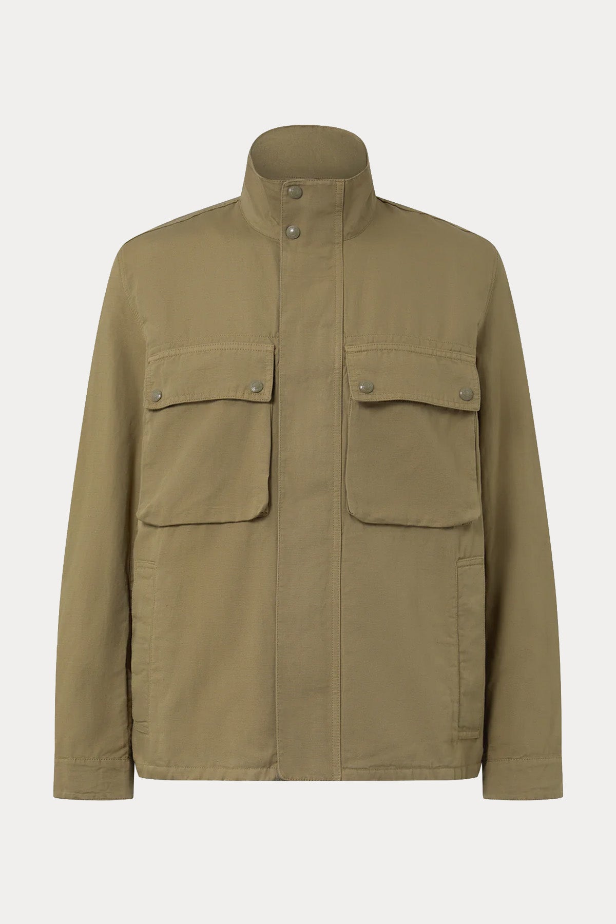 Belstaff Regular Fit Dik Yaka Keten Safari Ceket-Ceket-Libas