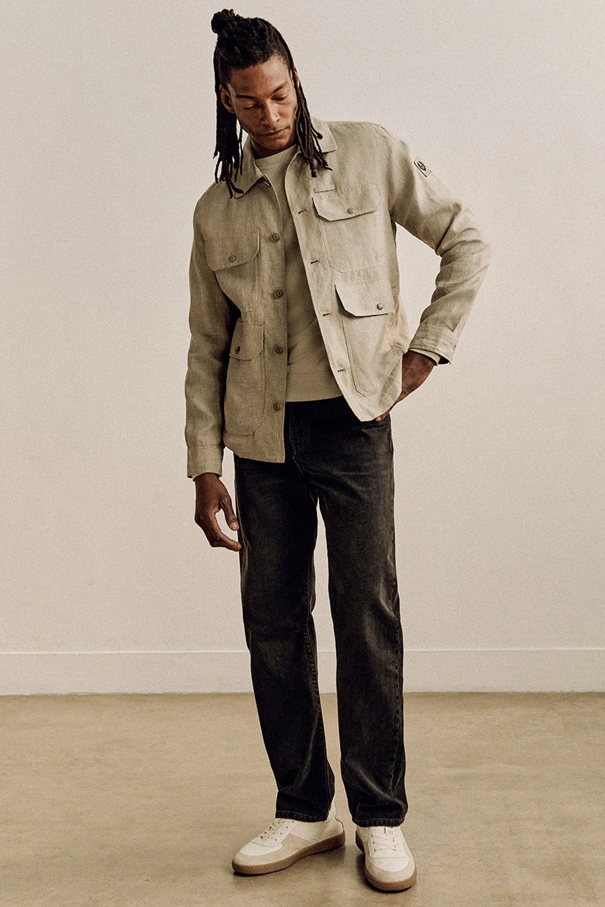 Belstaff Relaxed Fit Cep Detaylı Keten Ceket-Ceket-Libas