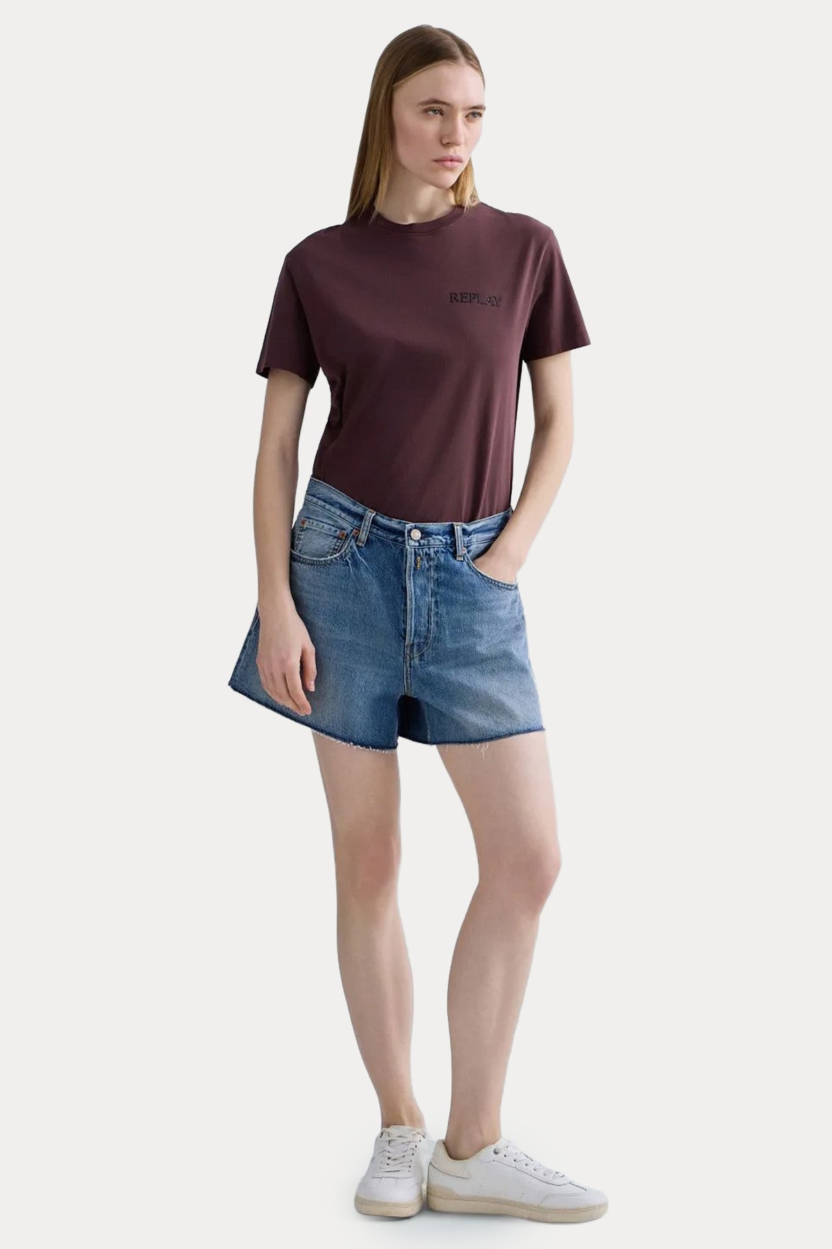 Replay Straight Fit Yıkamalı Denim Şort-Şort-Libas