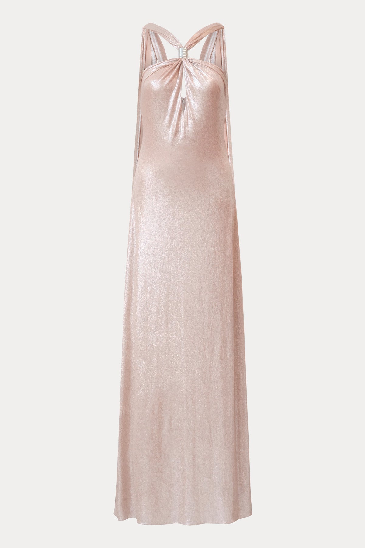 Halston Sofie Metalik Jarse Streç Maxi Abiye Elbise