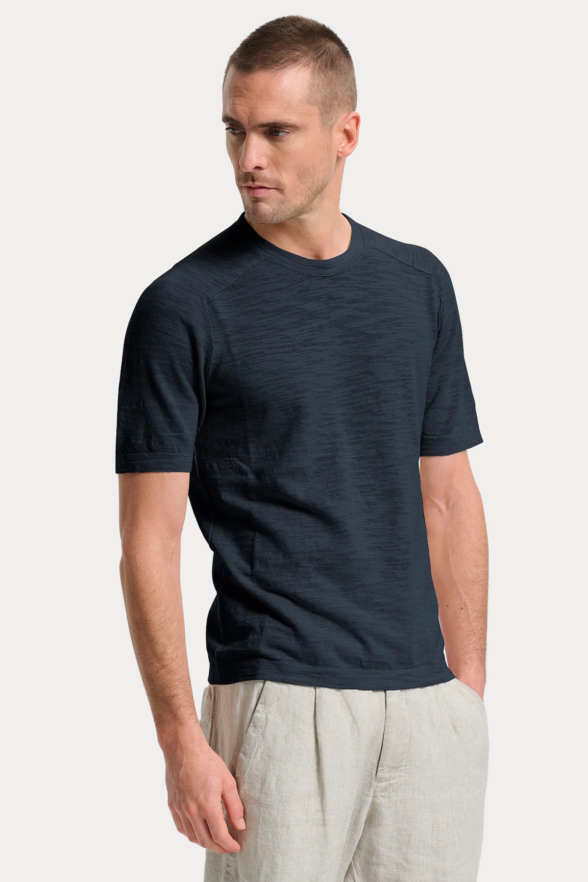 Transit Regular Fit Yuvarlak Yaka Keten T-shirt-T-shirt-Libas