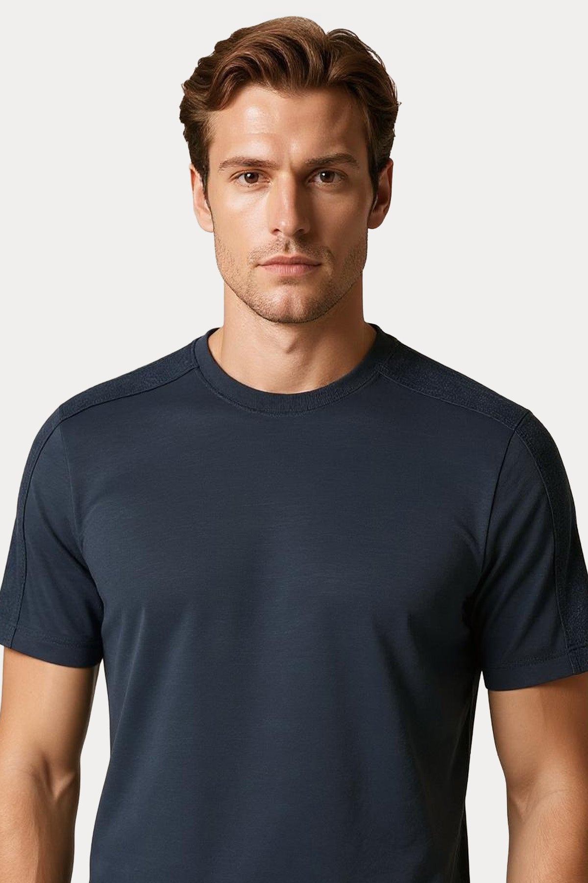 Transit Regular Fit Keten Yuvarlak Yaka T-shirt