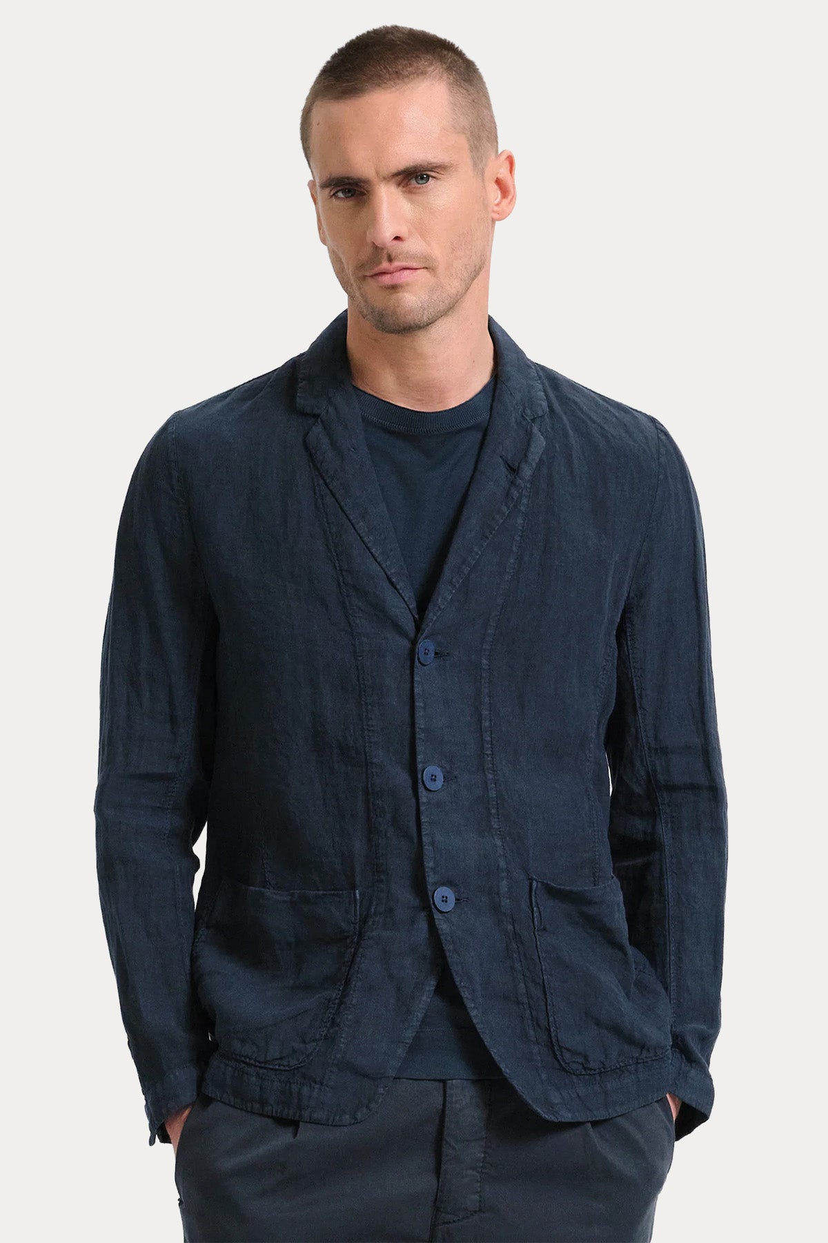 Transit Cep Detaylı Keten Ceket