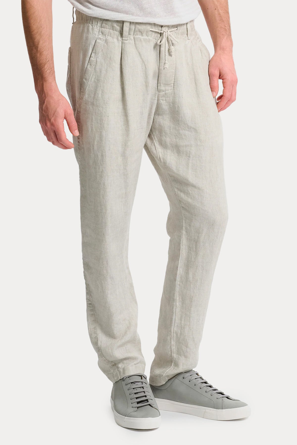 Transit Relaxed Fit Tek Pile Beli Lastikli Keten Pantolon-Pantolon-Libas