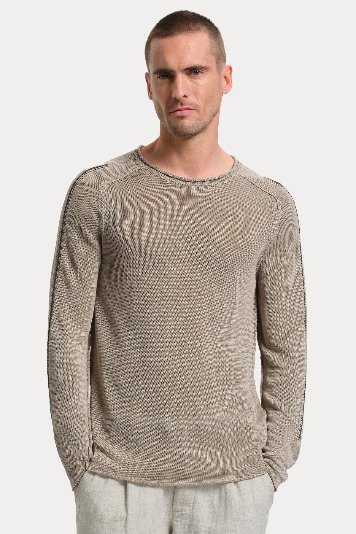 Transit Relaxed Fit İnce Örgü Keten Triko