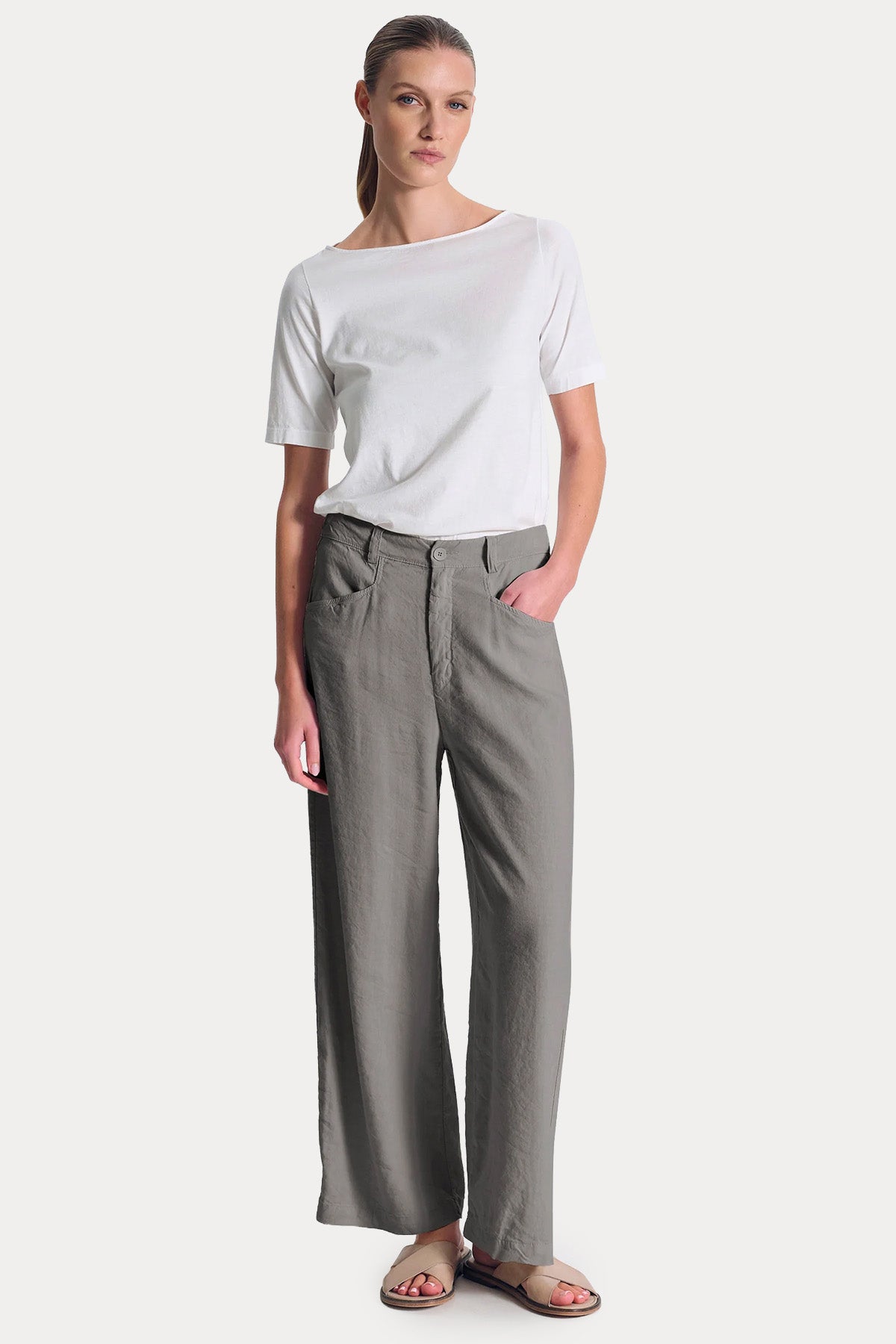 Transit Relaxed Fit Streç Keten Pantolon-Pantolon-Libas