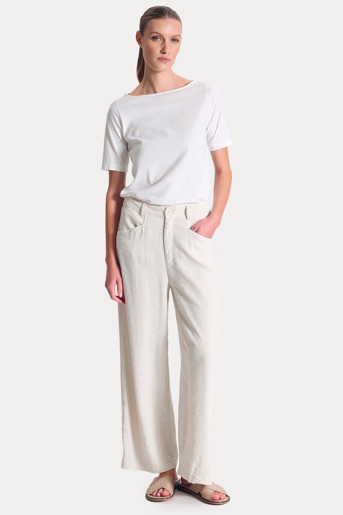 Transit Relaxed Fit Streç Keten Pantolon-Pantolon-Libas