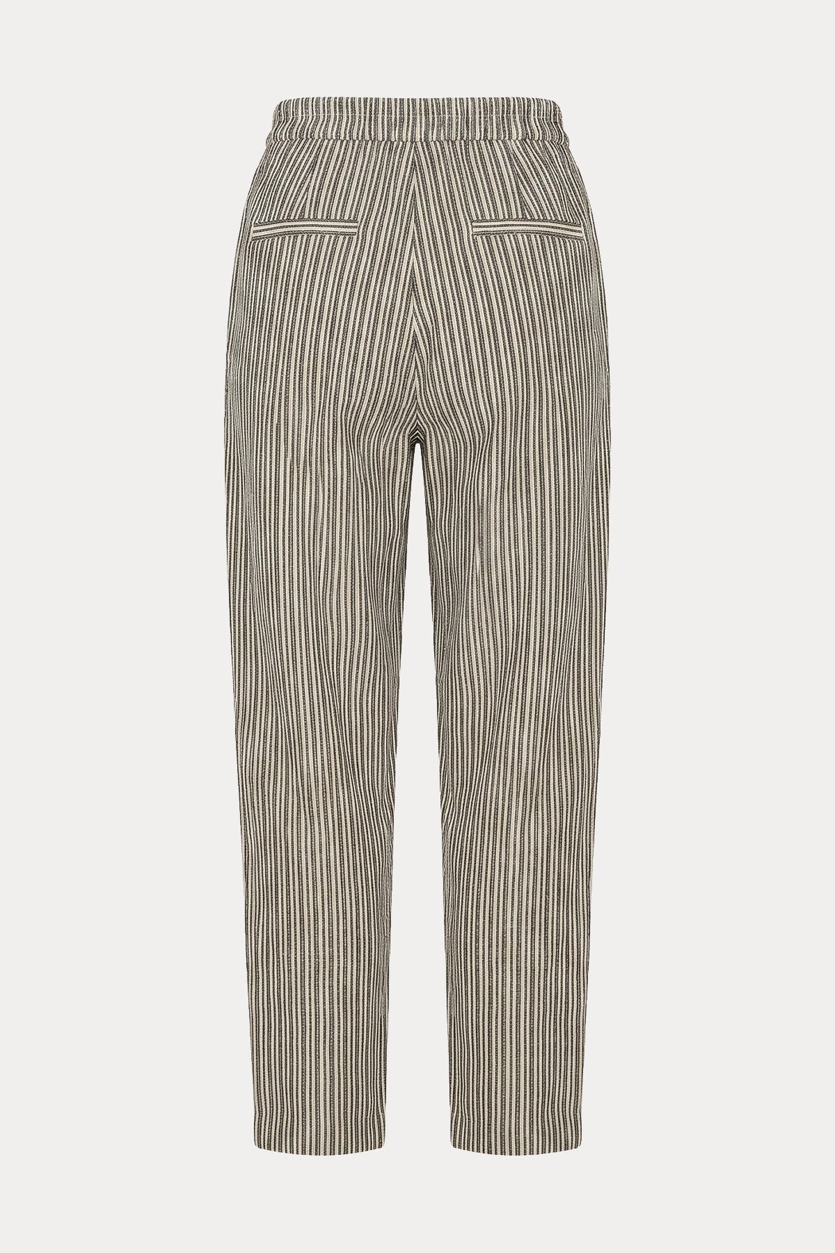 Transit Relaxed Fit Yüksek Bel Tek Pile Çizgili Pantolon