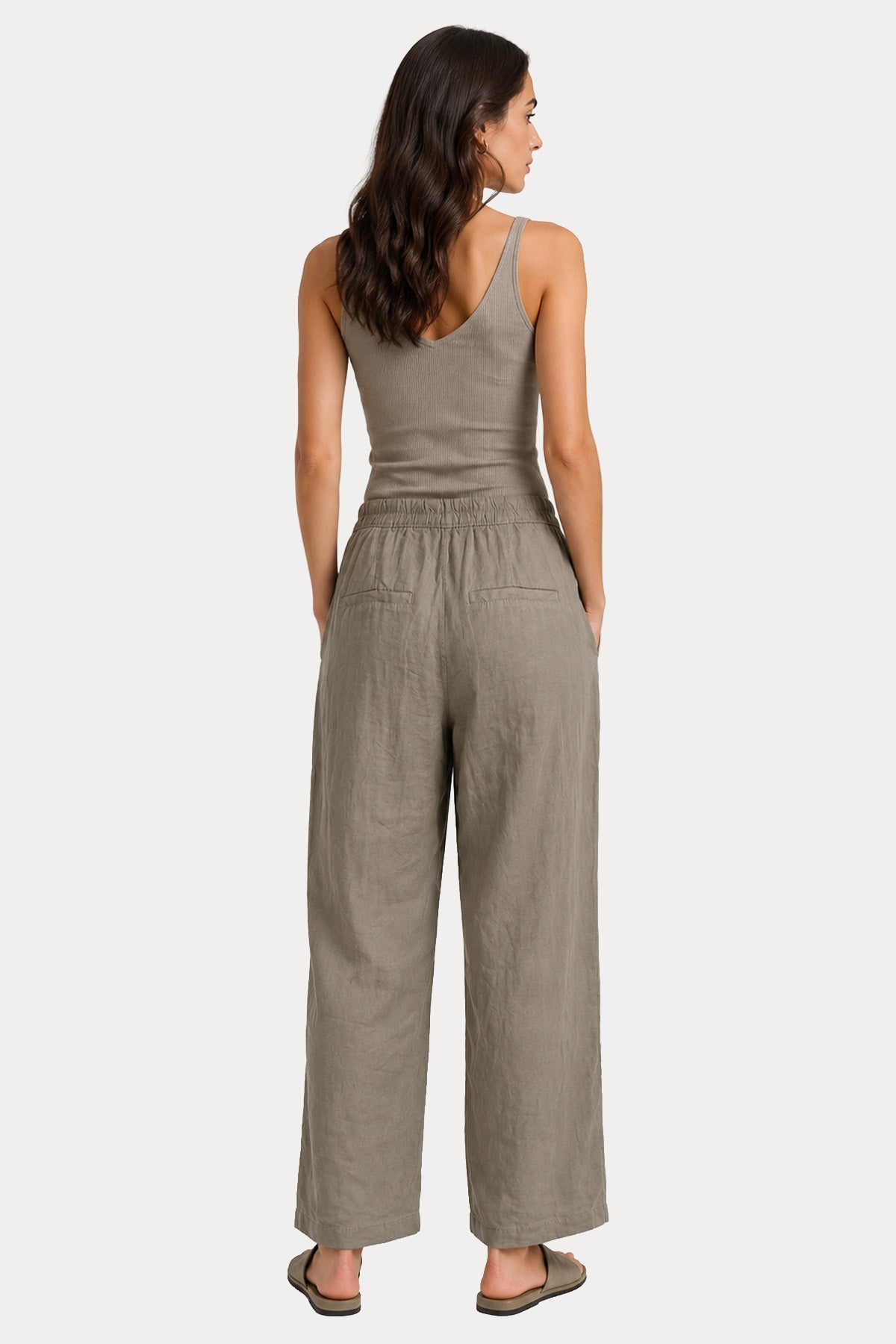 Transit Comfort Fit Beli Lastikli Keten Pantolon