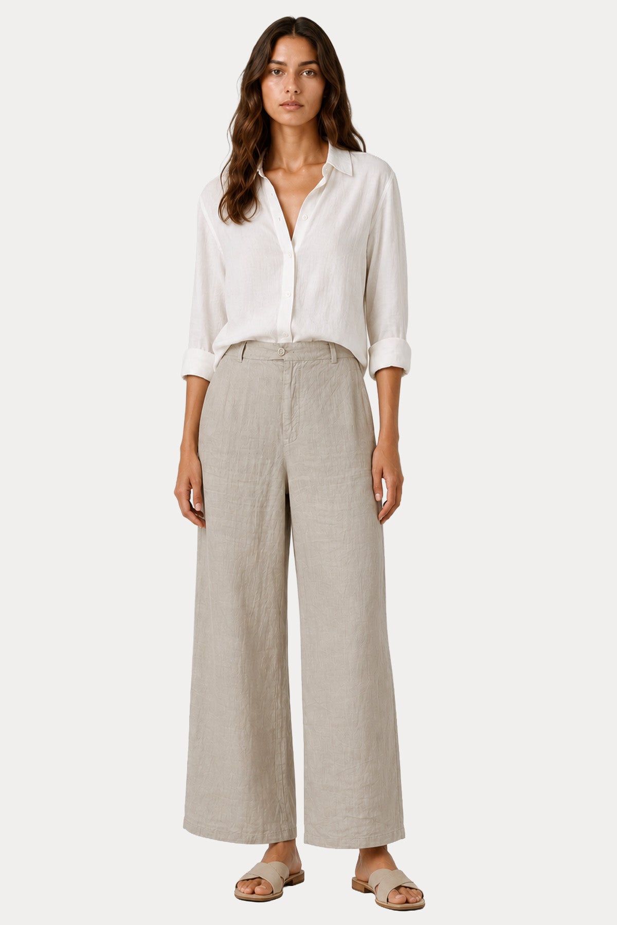 Transit Relaxed Fit Yüksek Belli Keten Pantolon