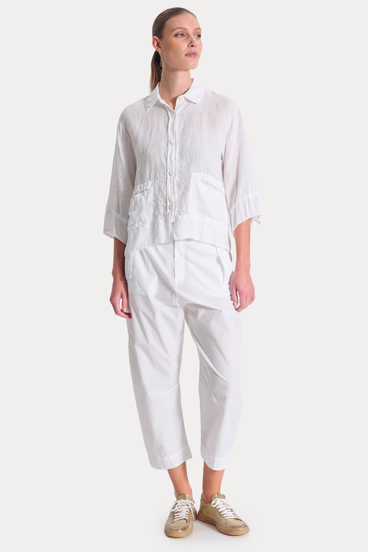 Transit Relaxed Fit Cep Detaylı Keten Gömlek