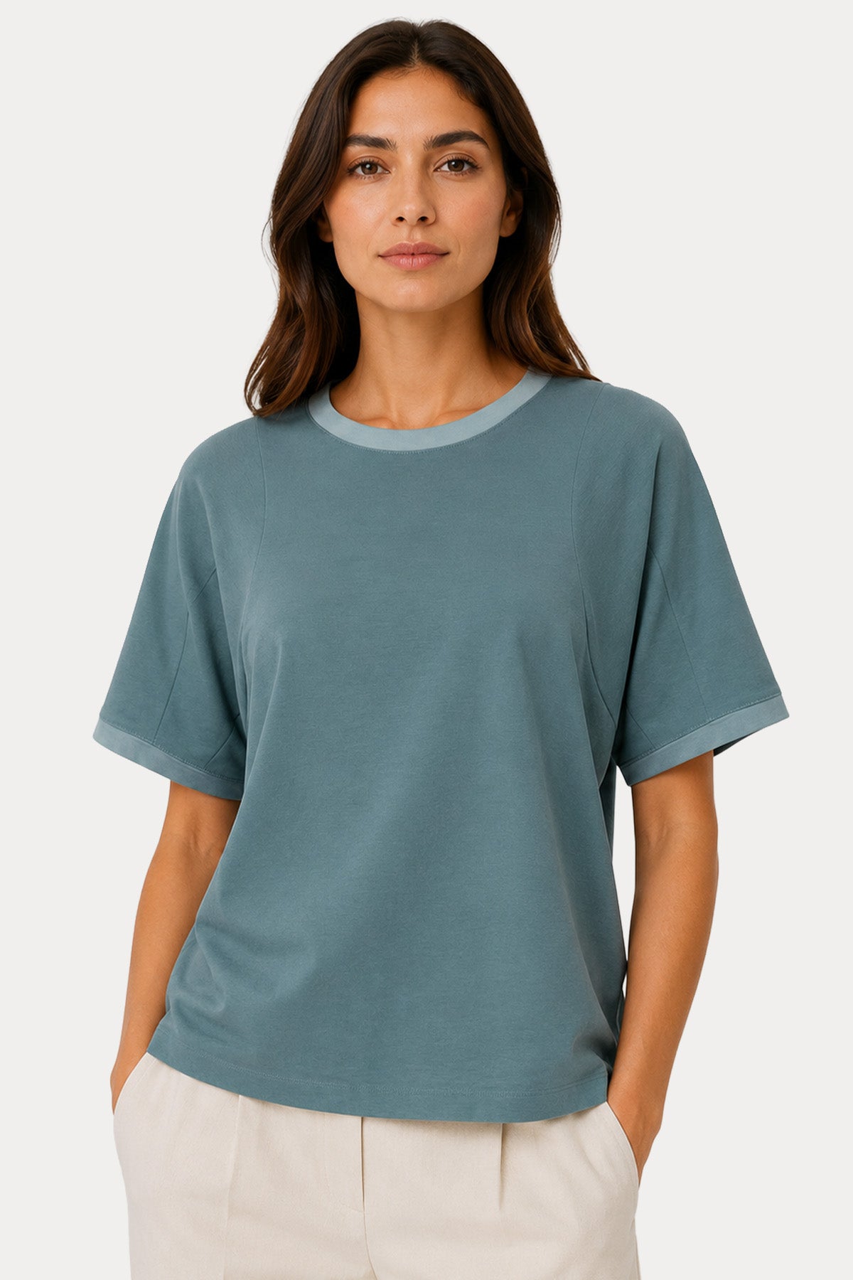 Transit Comfort Fit Yuvarlak Yaka Streç T-shirt