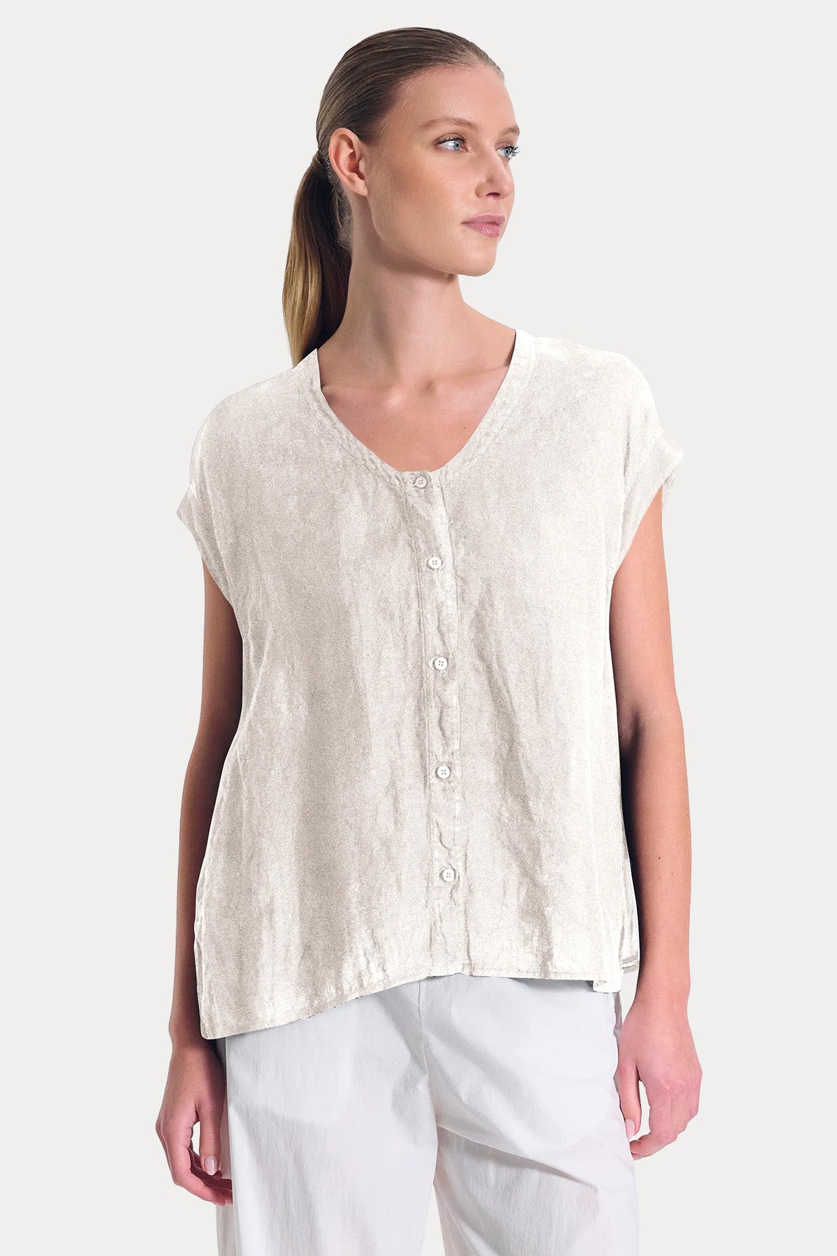 Transit Relaxed Fit Keten Bluz Gömlek