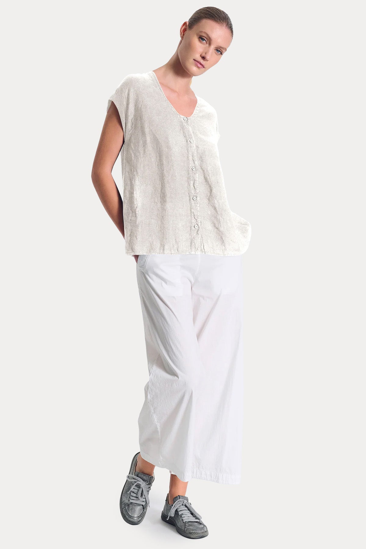 Transit Relaxed Fit Keten Bluz Gömlek