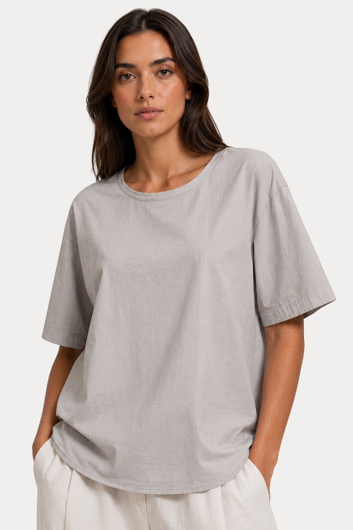 Transit Relaxed Fit Sırttan Düğmeli Streç Bluz