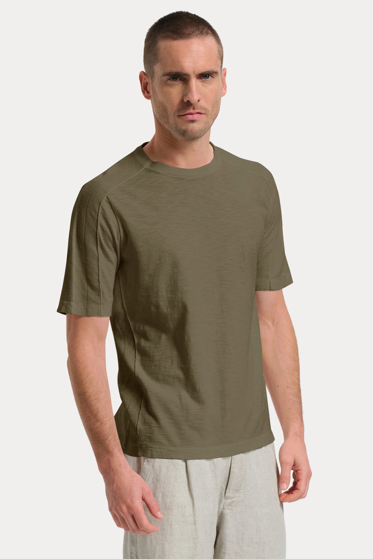 Transit Regular Fit Keten Yuvarlak Yaka T-shirt-T-shirt-Libas