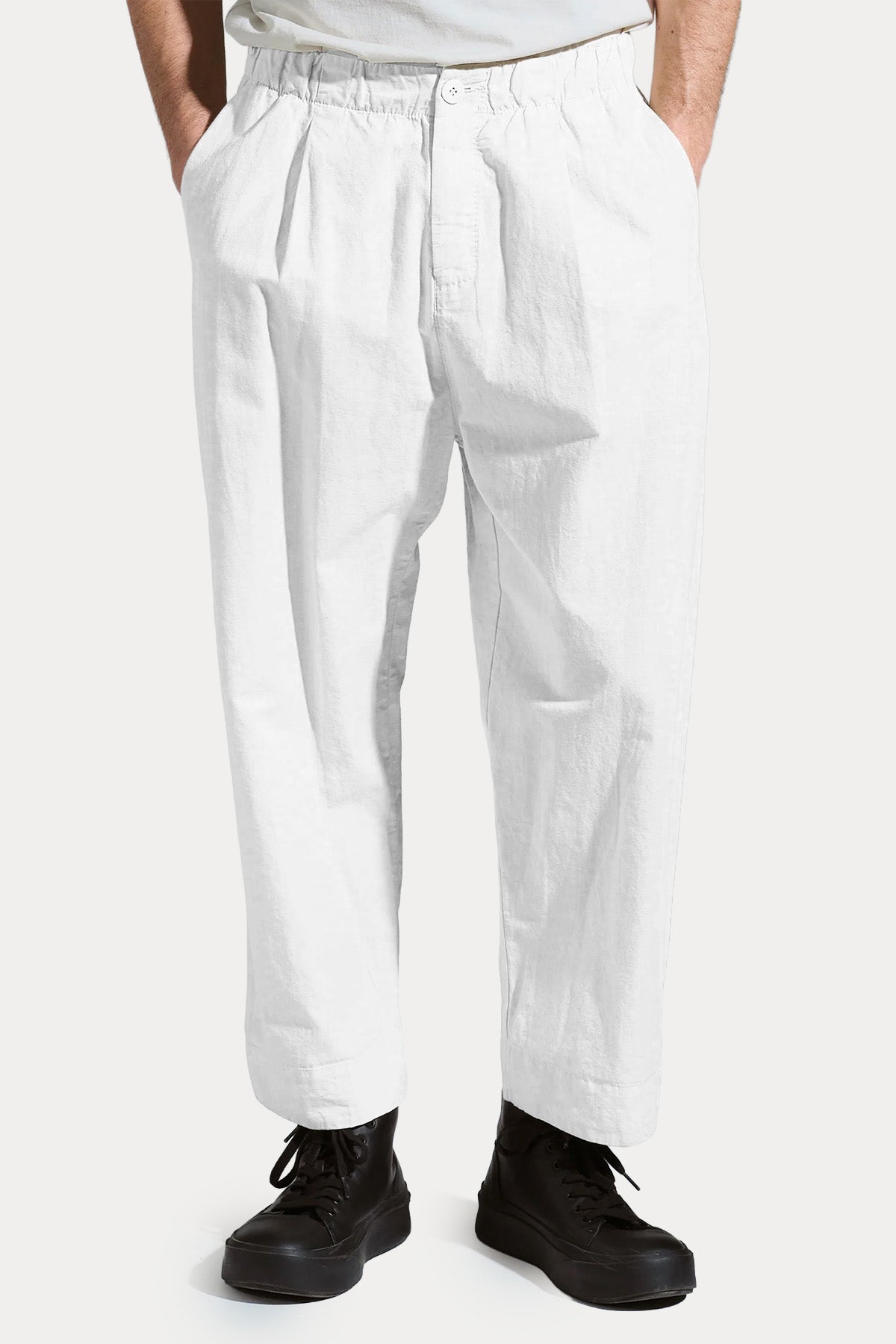 Transit Relaxed Fit Tek Pile Beli Lastikli Keten Pantolon-Pantolon-Libas