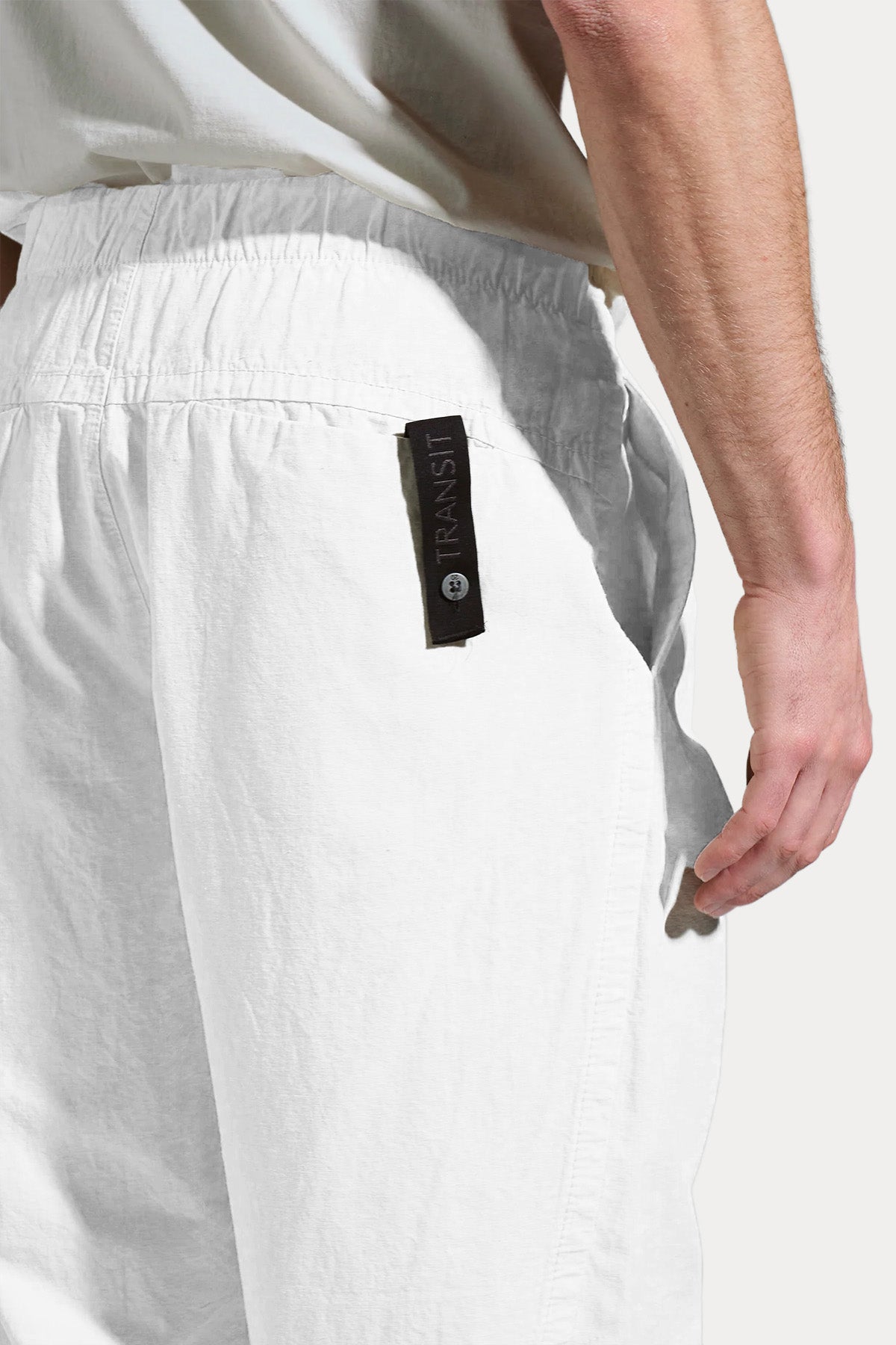 Transit Relaxed Fit Tek Pile Beli Lastikli Keten Pantolon-Pantolon-Libas