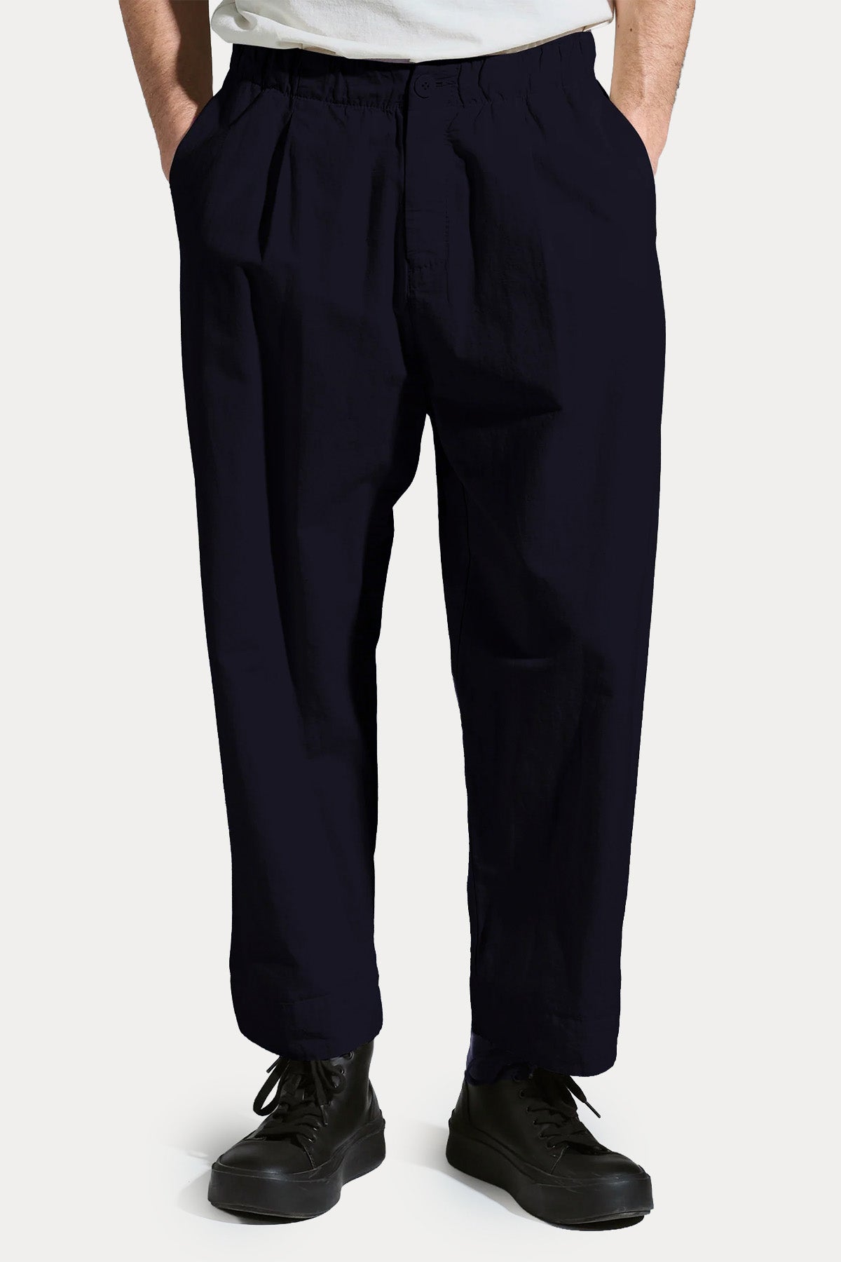 Transit Relaxed Fit Tek Pile Beli Lastikli Keten Pantolon-Pantolon-Libas