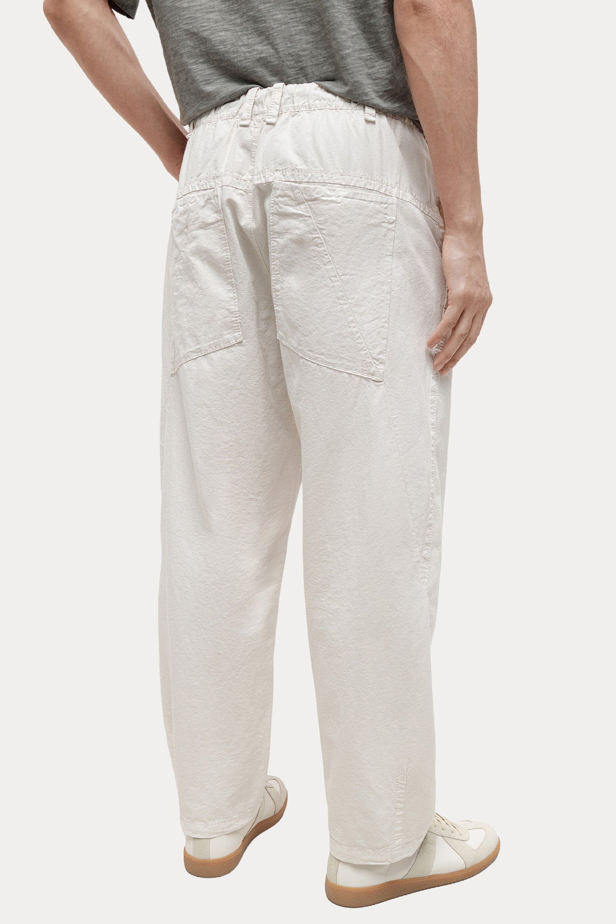Transit Relaxed Fit Beli Lastikli Yandan Cepli Keten Pantolon-Pantolon-Libas