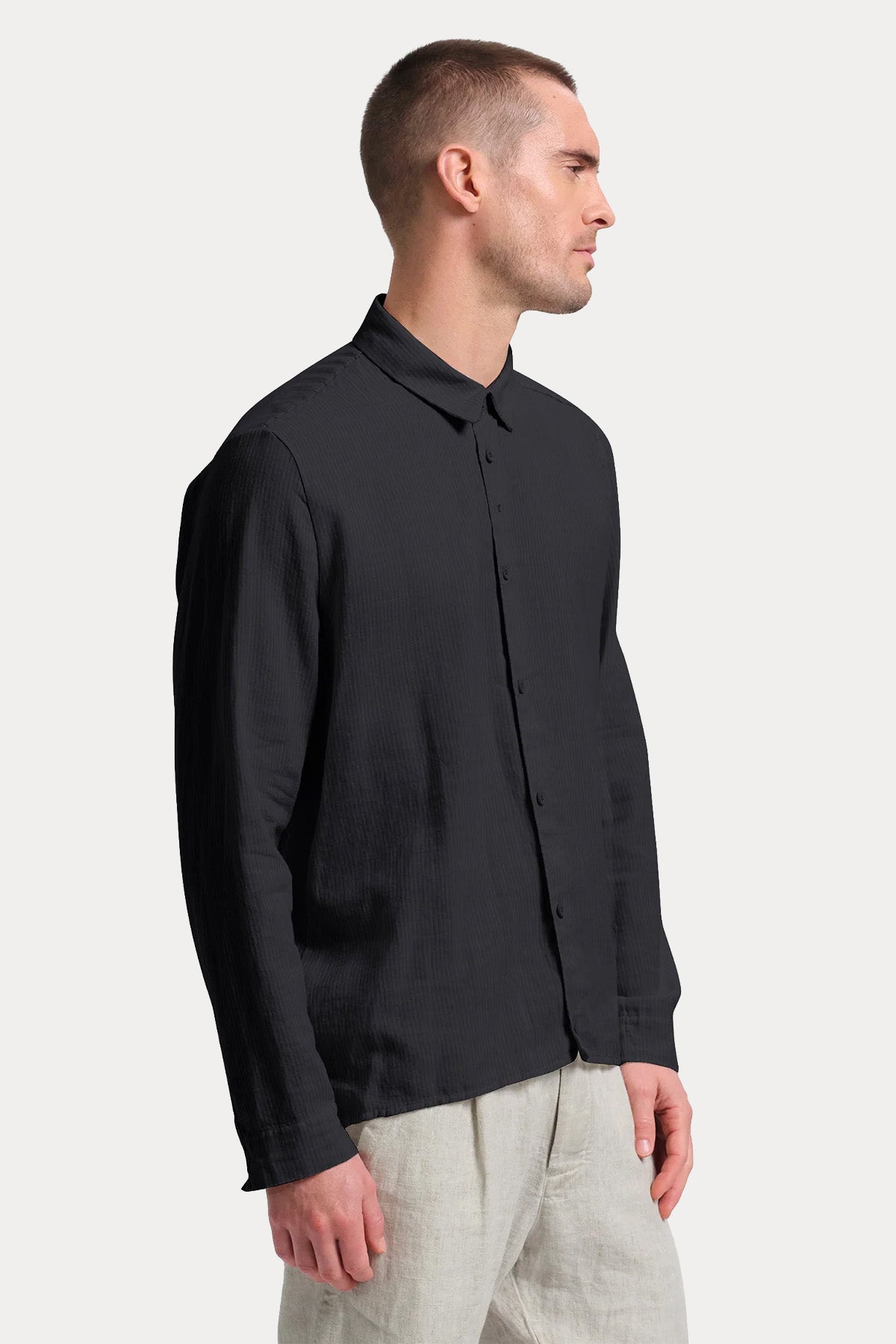 Transit Loose Fit Keten Gömlek-Gömlek-Libas