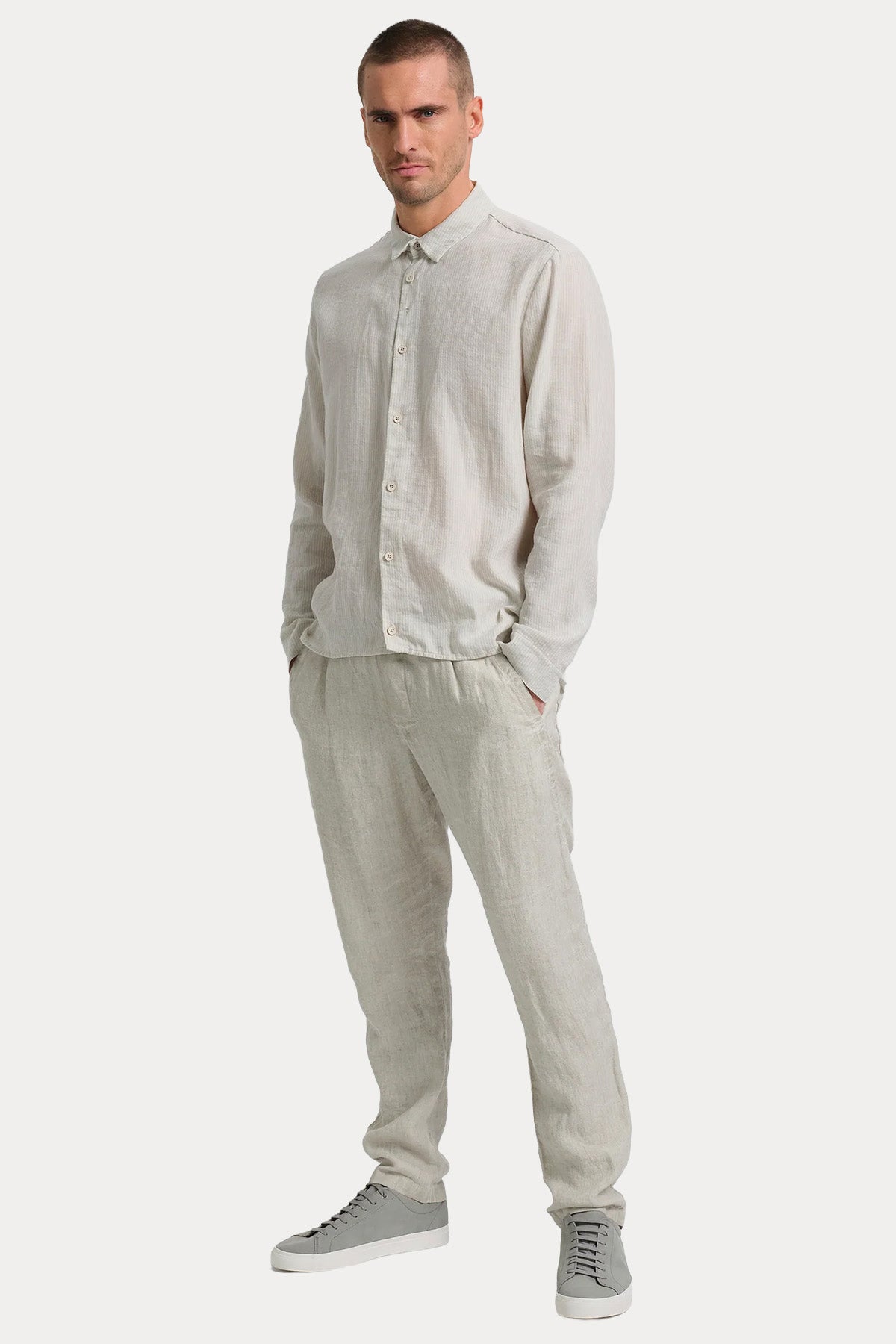 Transit Loose Fit Keten Gömlek-Gömlek-Libas