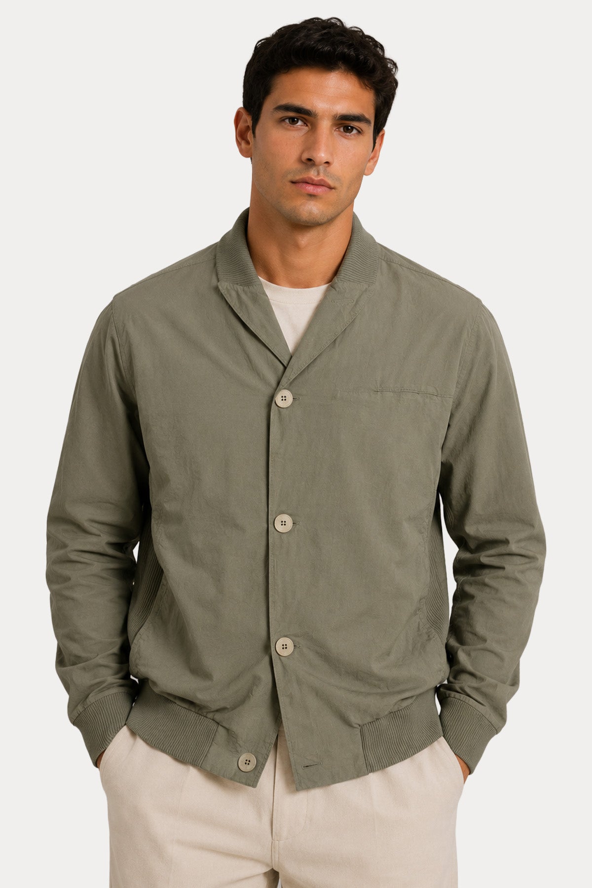 Transit Comfort Fit Kruvaze Yaka Bomber Ceket