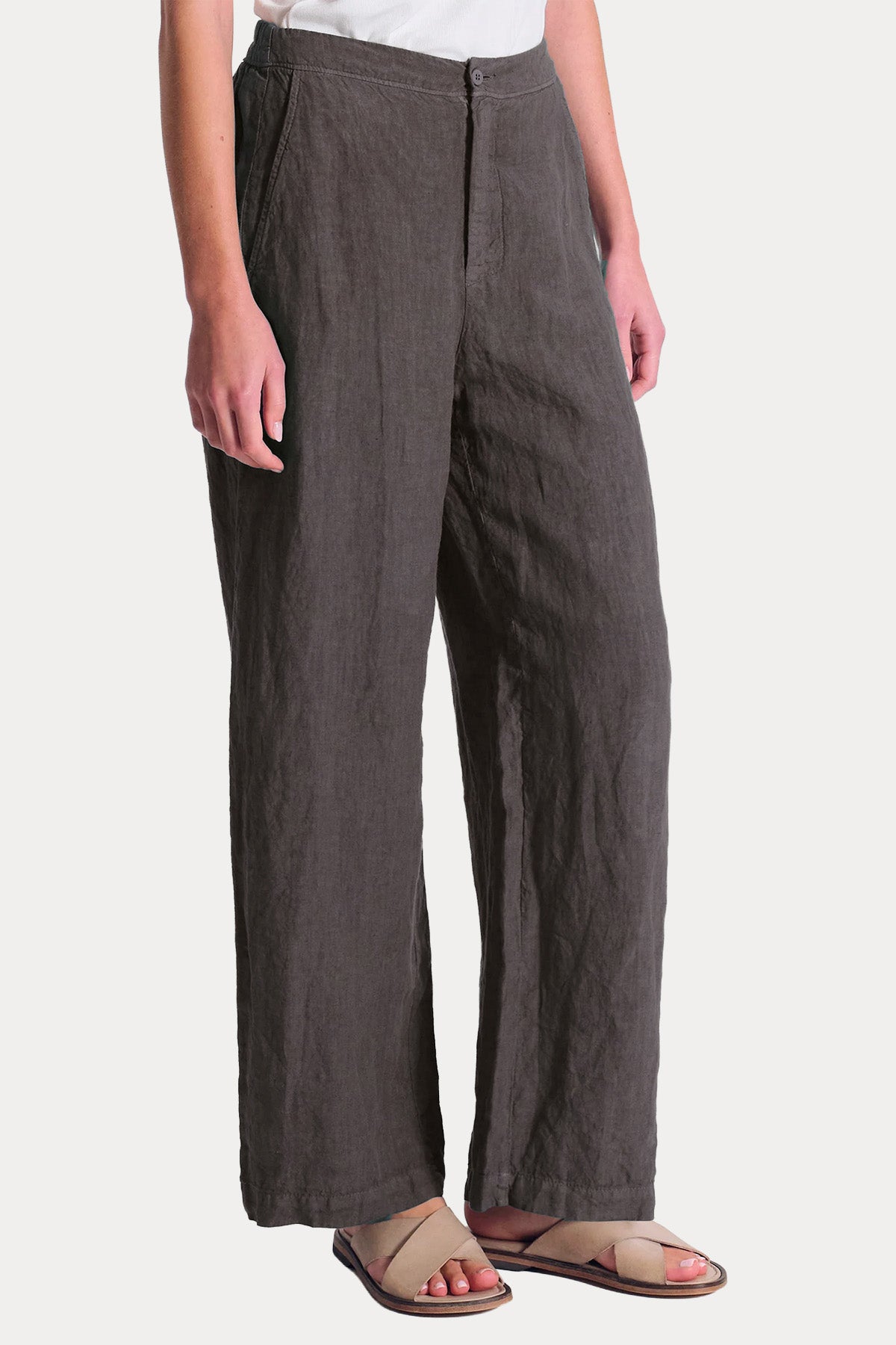 Transit Relaxed Fit Beli Lastikli Keten Pantolon-Pantolon-Libas