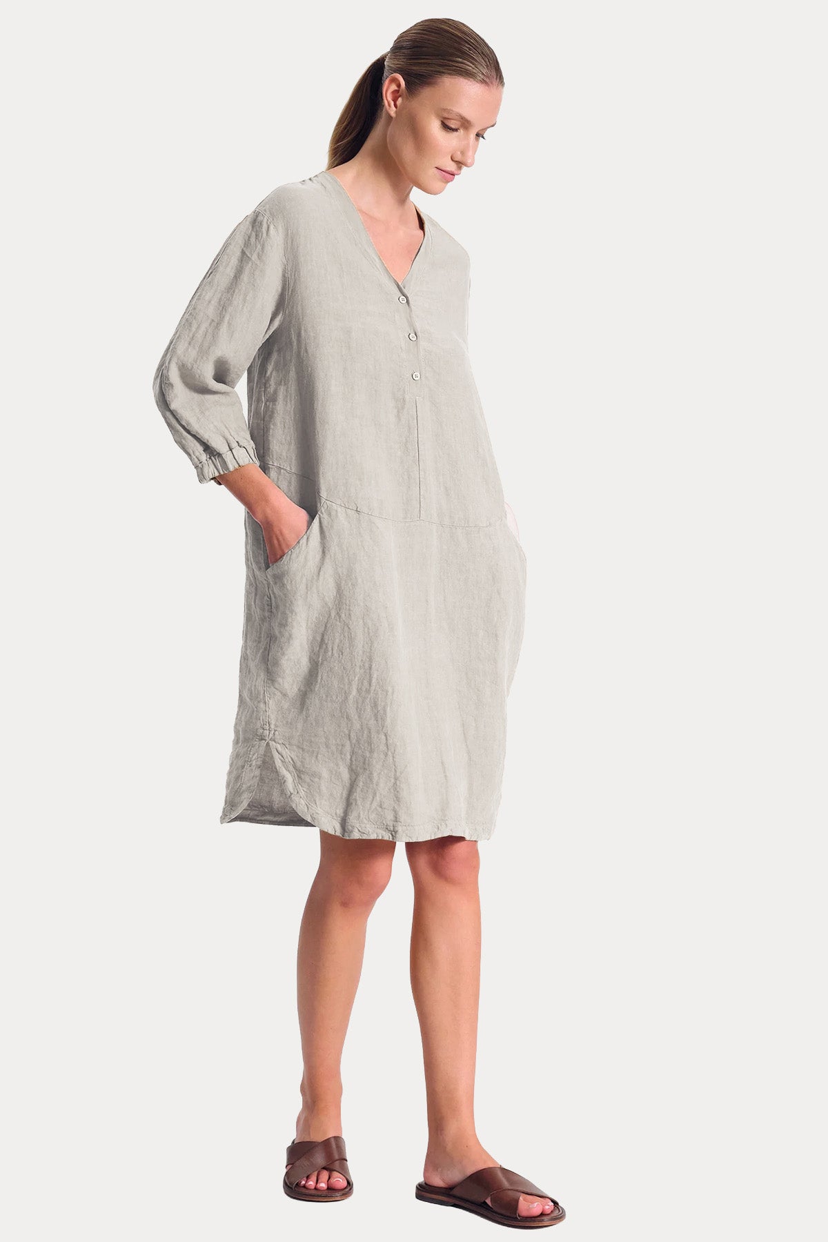 Transit Relaxed Fit Dizüstü Keten Elbise