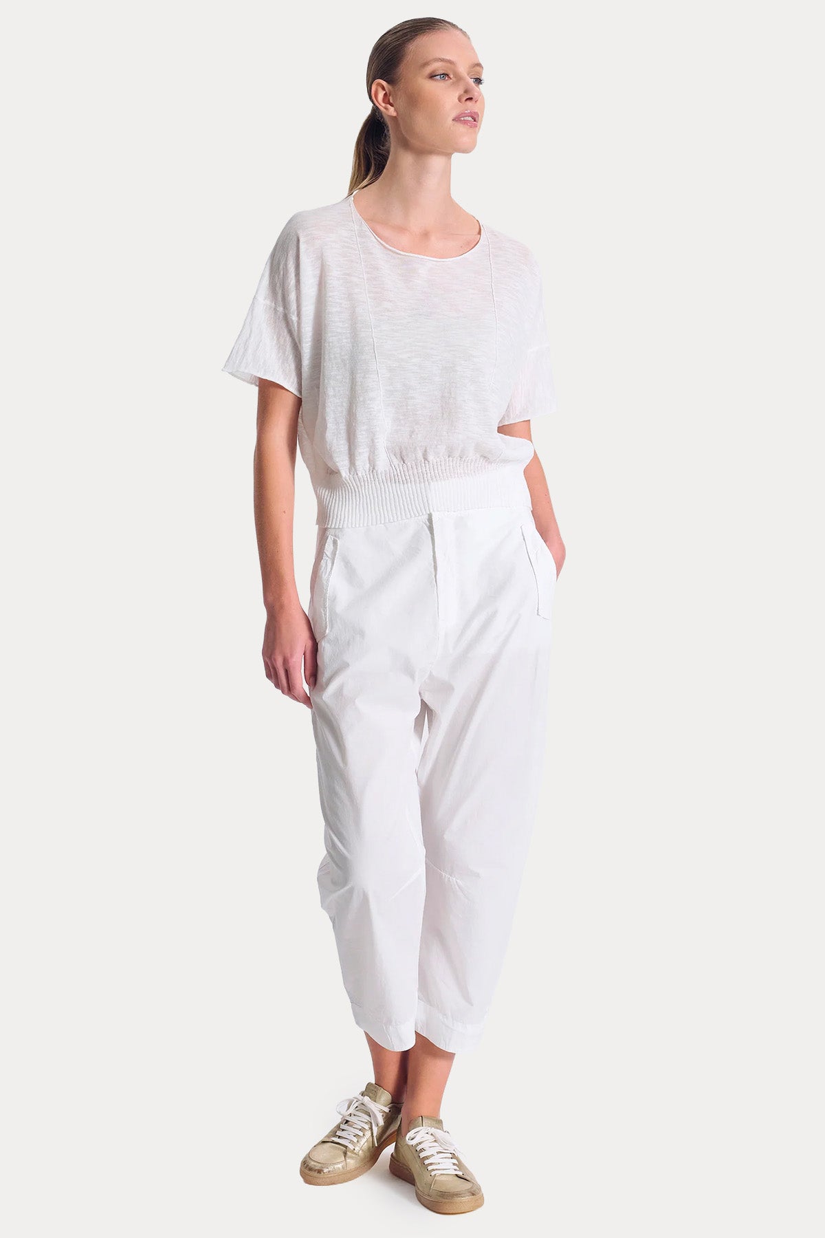 Transit Comfort Fit Slub Efektli Yuvarlak Yaka Bluz-Bluz-Libas