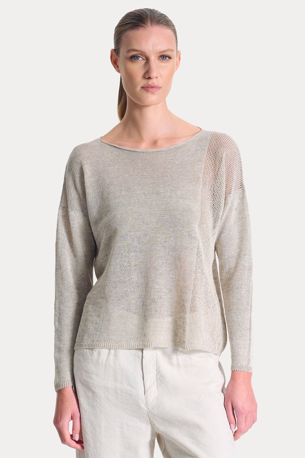 Transit Comfort Fit İnce Örgü Keten Triko