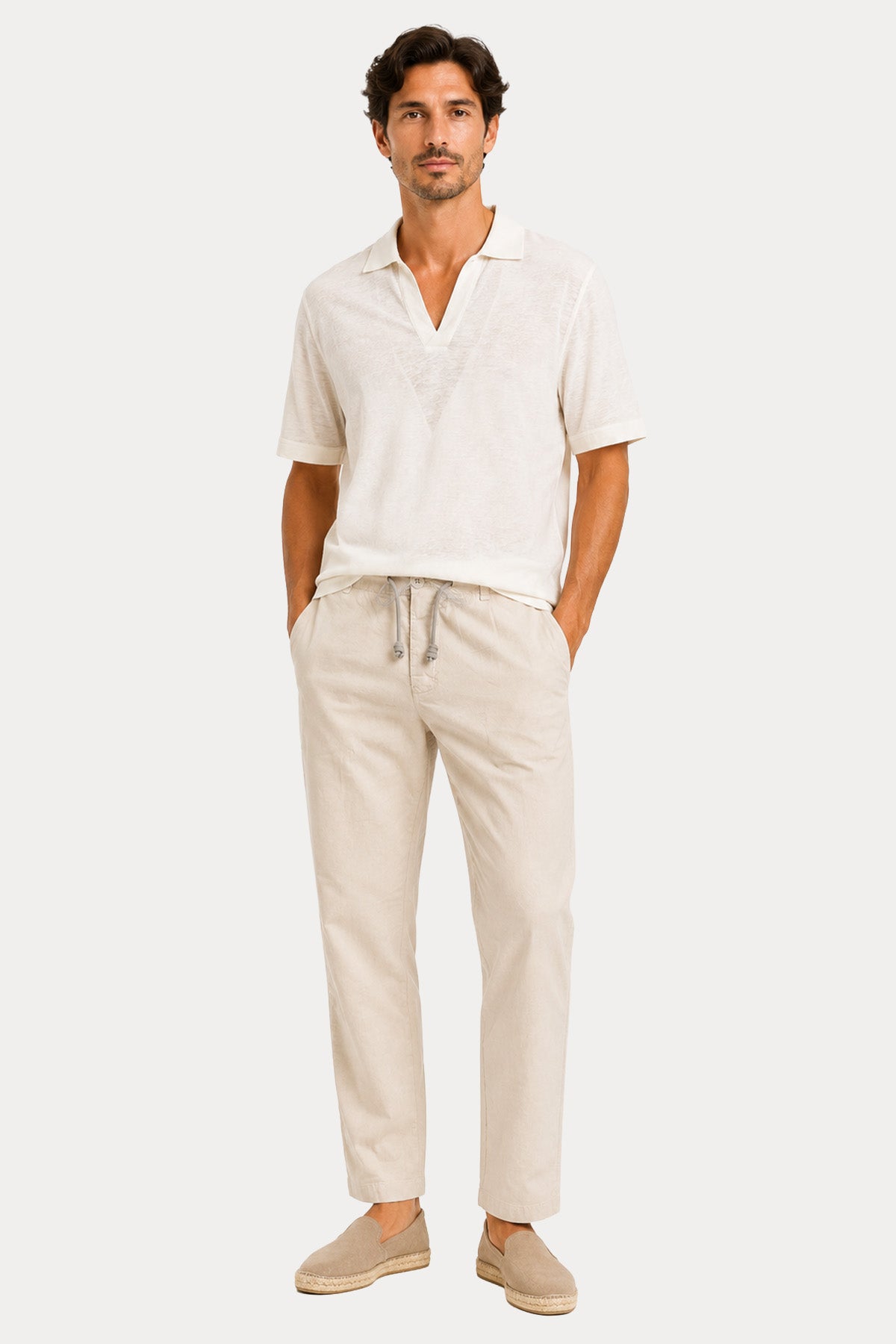 Transit Loose Fit Beli Lastikli Tek Pile Streç Pantolon