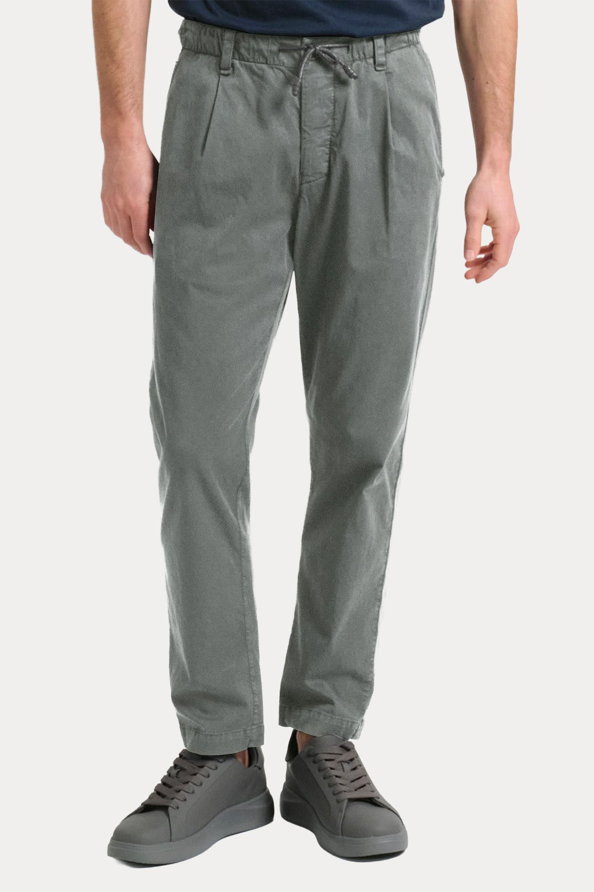 Transit Loose Fit Beli Lastikli Tek Pile Streç Pantolon-Pantolon-Libas