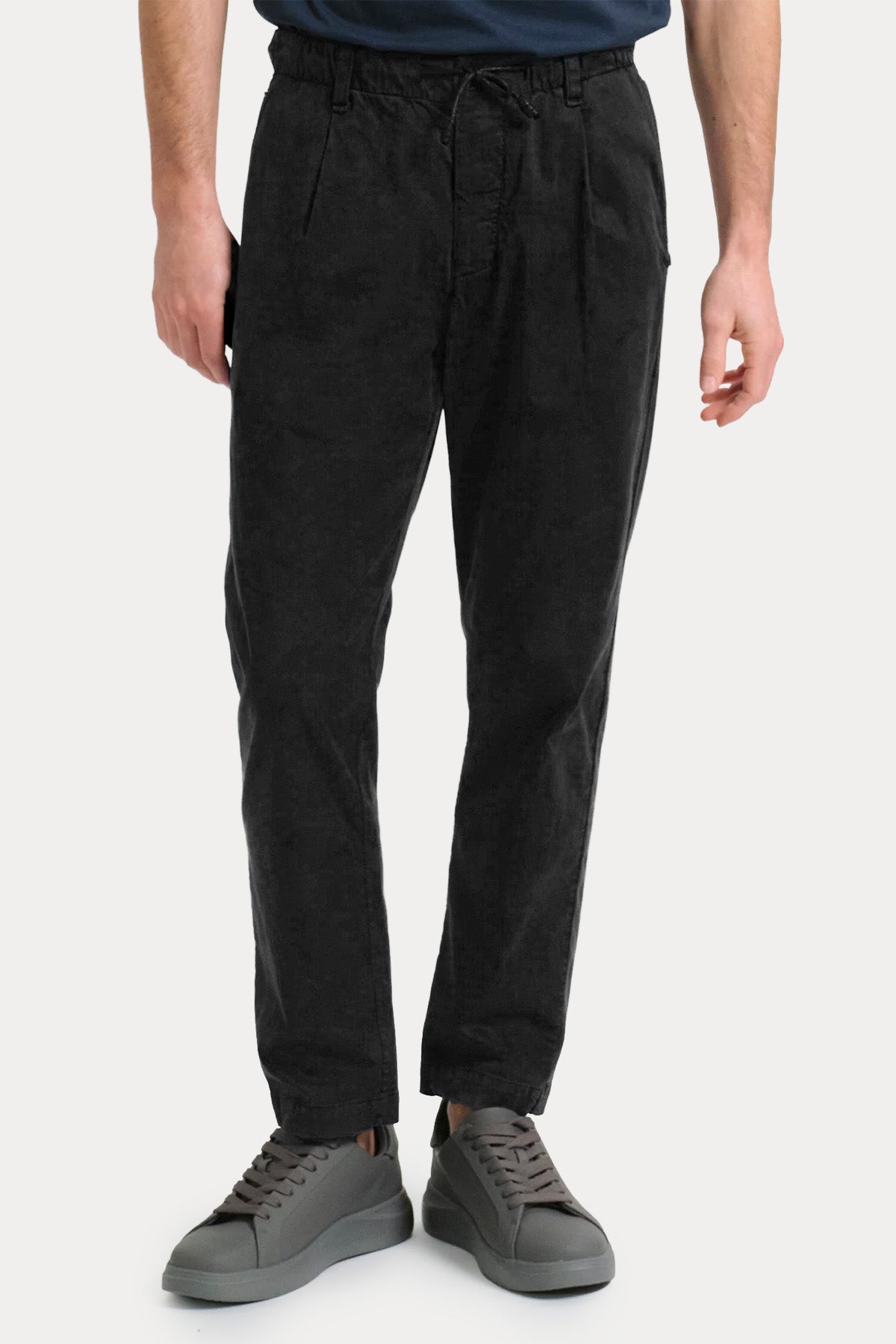 Transit Loose Fit Beli Lastikli Tek Pile Streç Pantolon-Pantolon-Libas