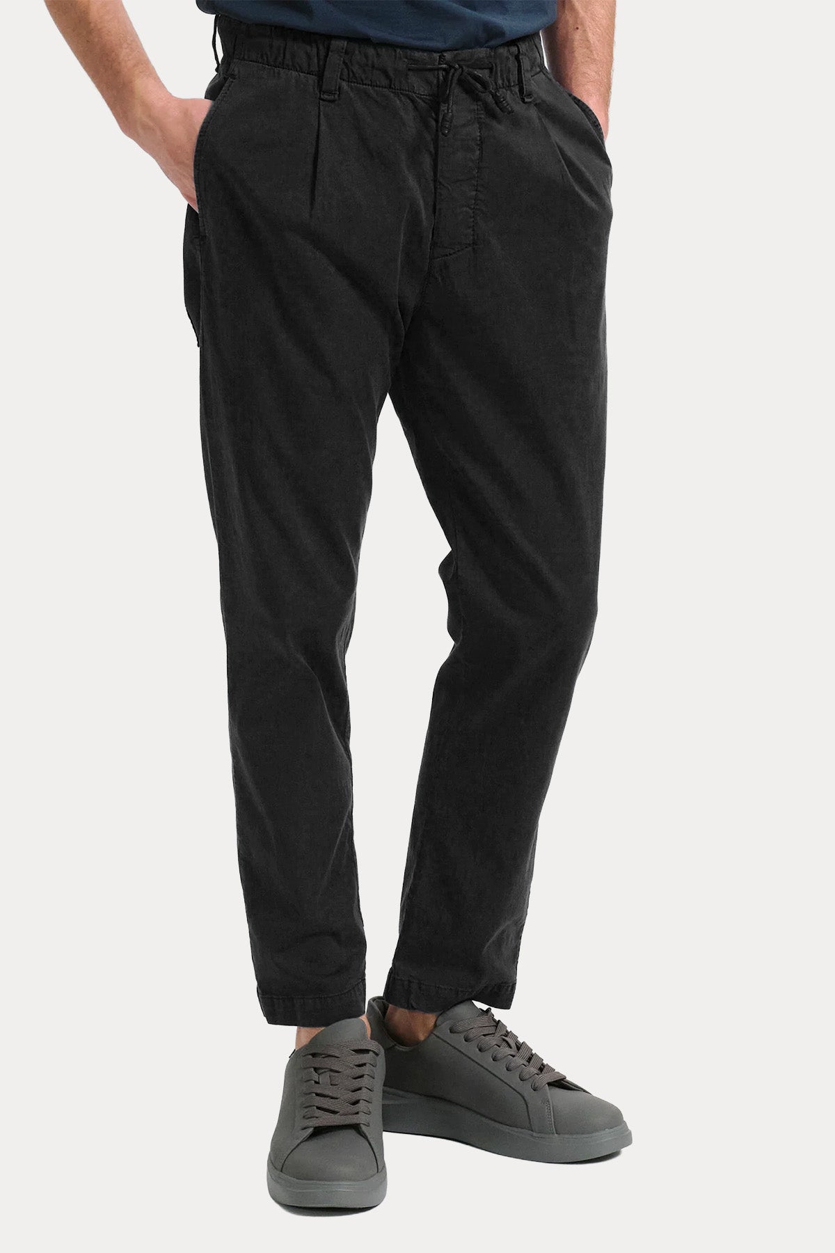 Transit Loose Fit Beli Lastikli Tek Pile Streç Pantolon-Pantolon-Libas