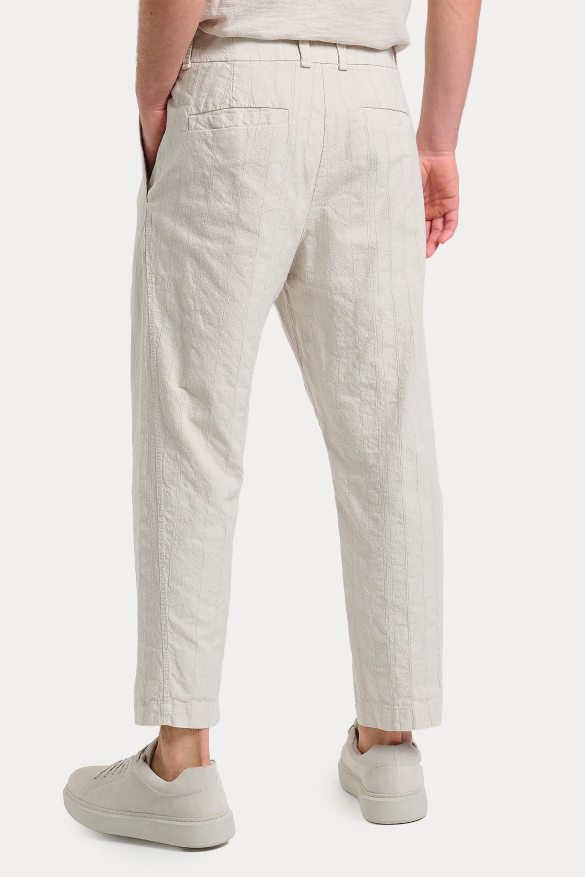Transit Loose Fit Tek Pile Çizgili Pantolon-Pantolon-Libas
