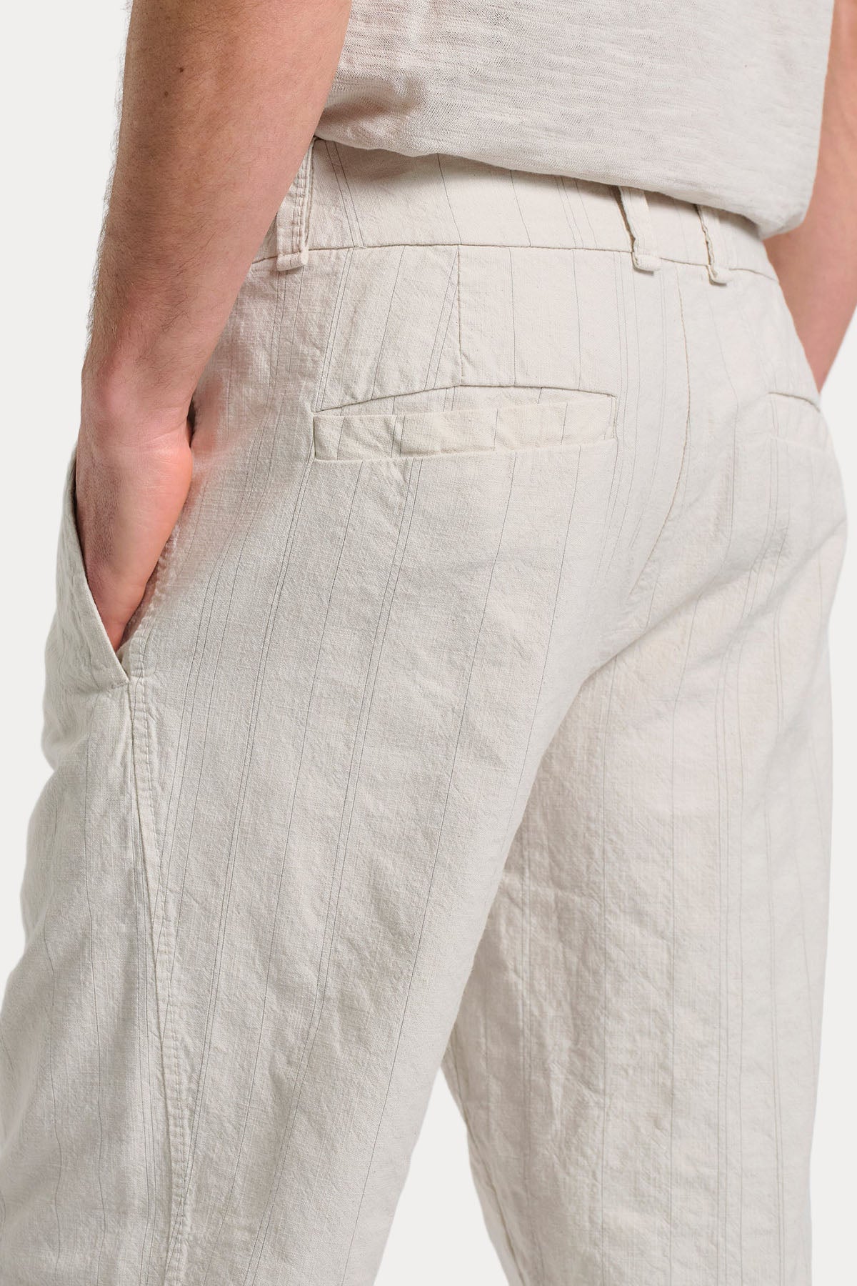 Transit Loose Fit Tek Pile Çizgili Pantolon-Pantolon-Libas